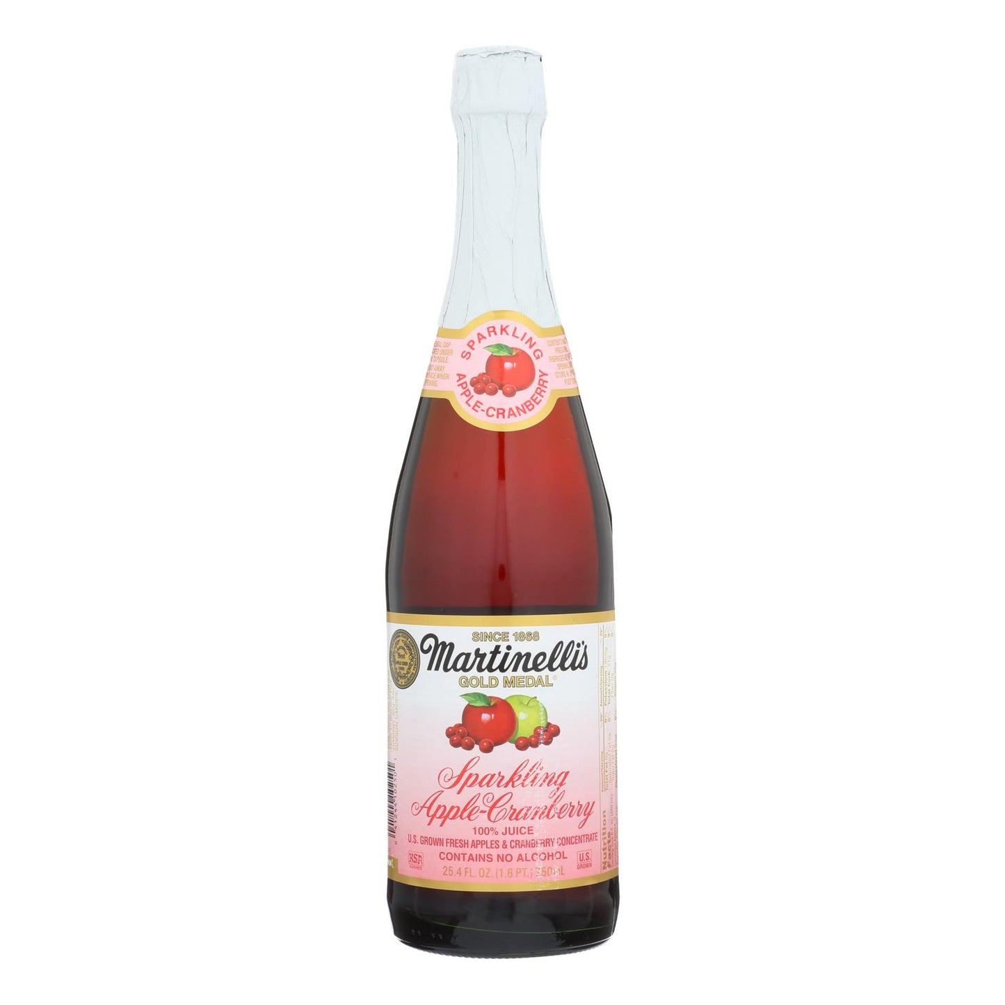 Martinelli's Sparkling Juice - Apple Cranberry - Case of 12 - 25.4 Fl oz.