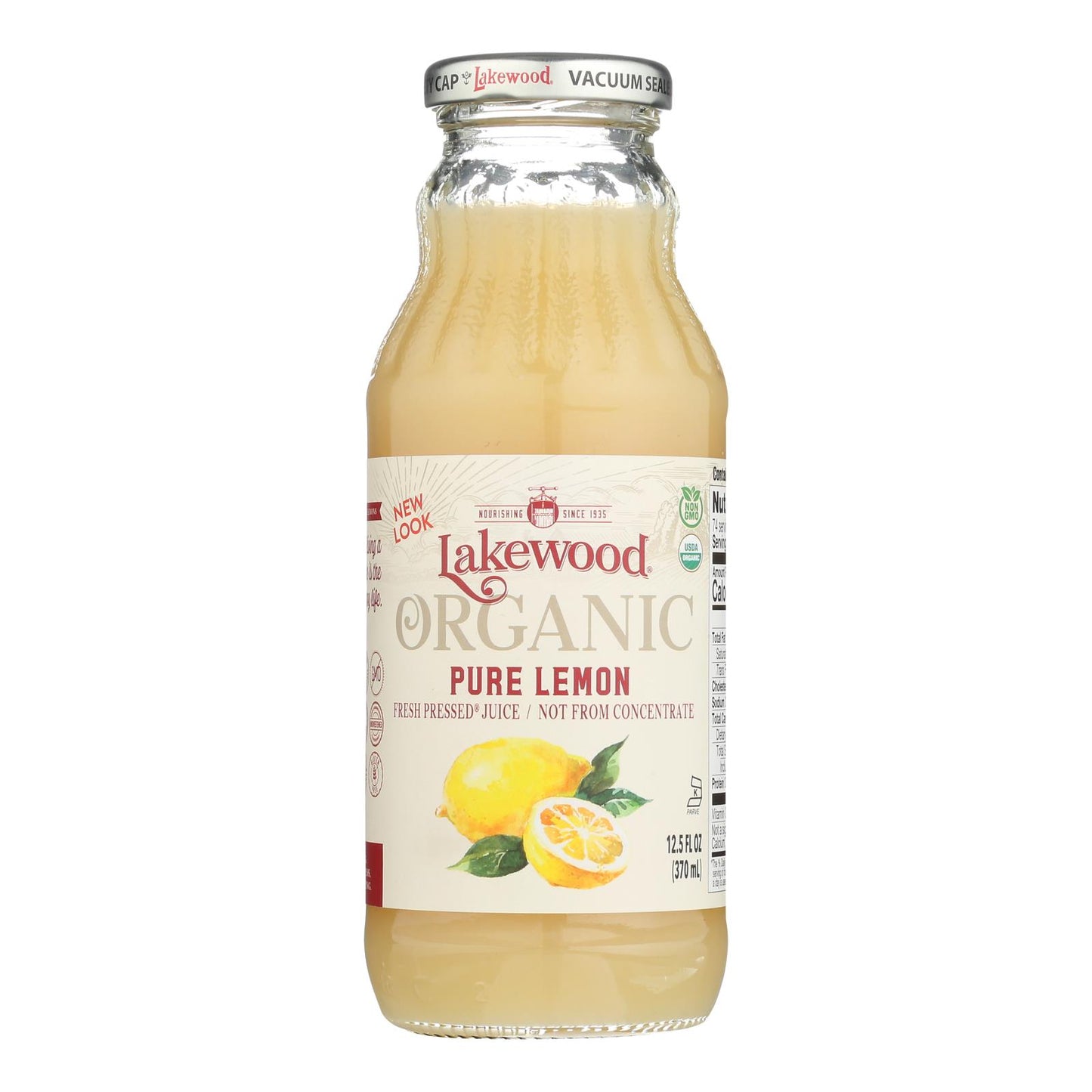 Lakewood, Organic Pure Pressed Lemon, Case Of 12, 12.5 oz
