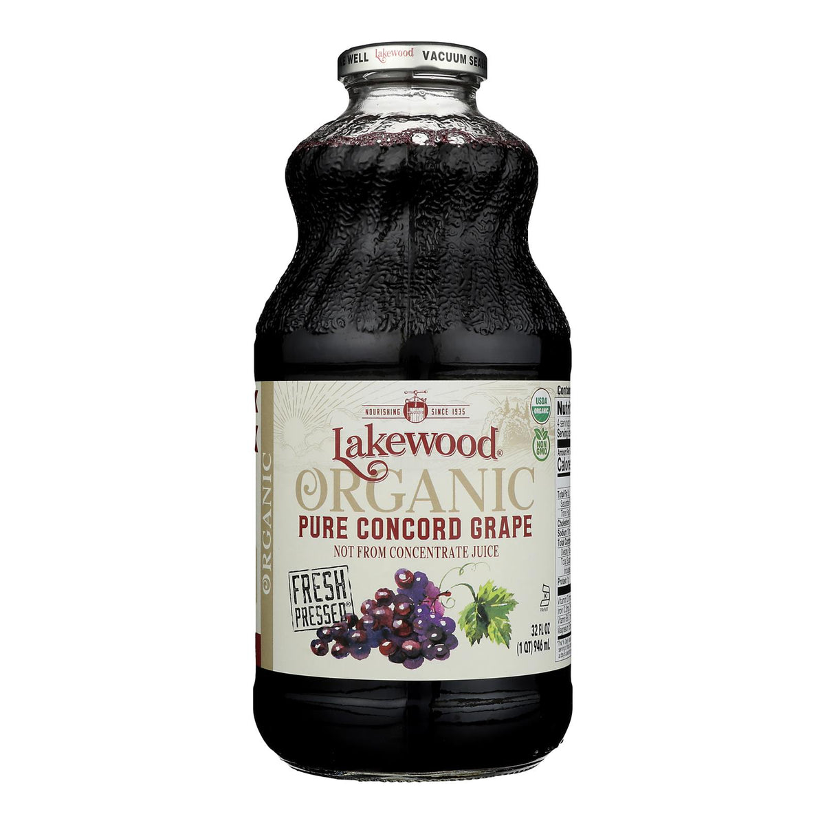 Lakewood - Organic Juice - Concord Grape - Case of 6 - 32 fl oz.