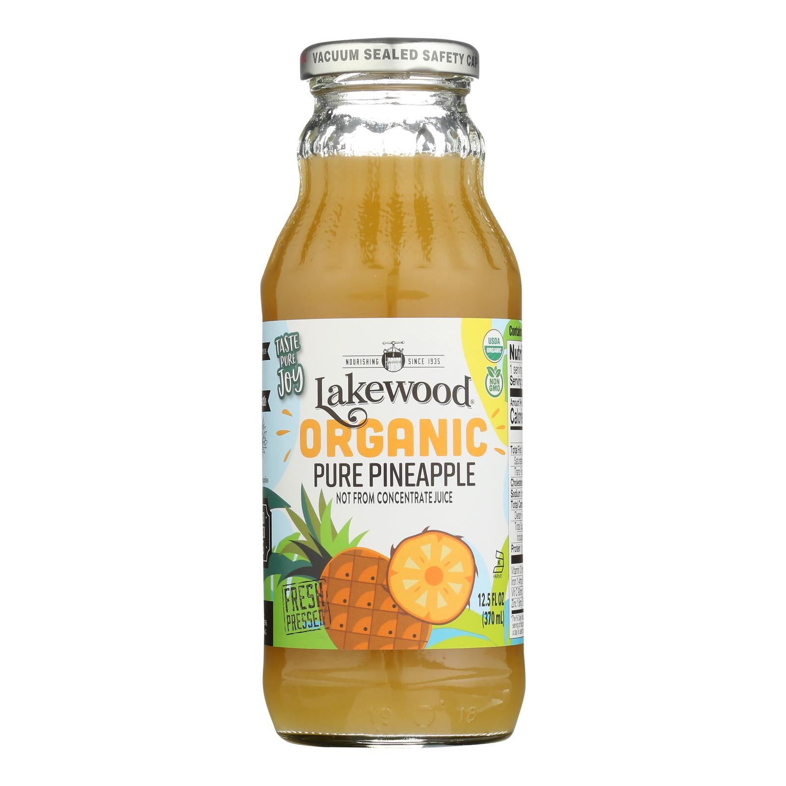 Lakewood, Pure Pineapple Juice, Case Of 12, 12.5 oz