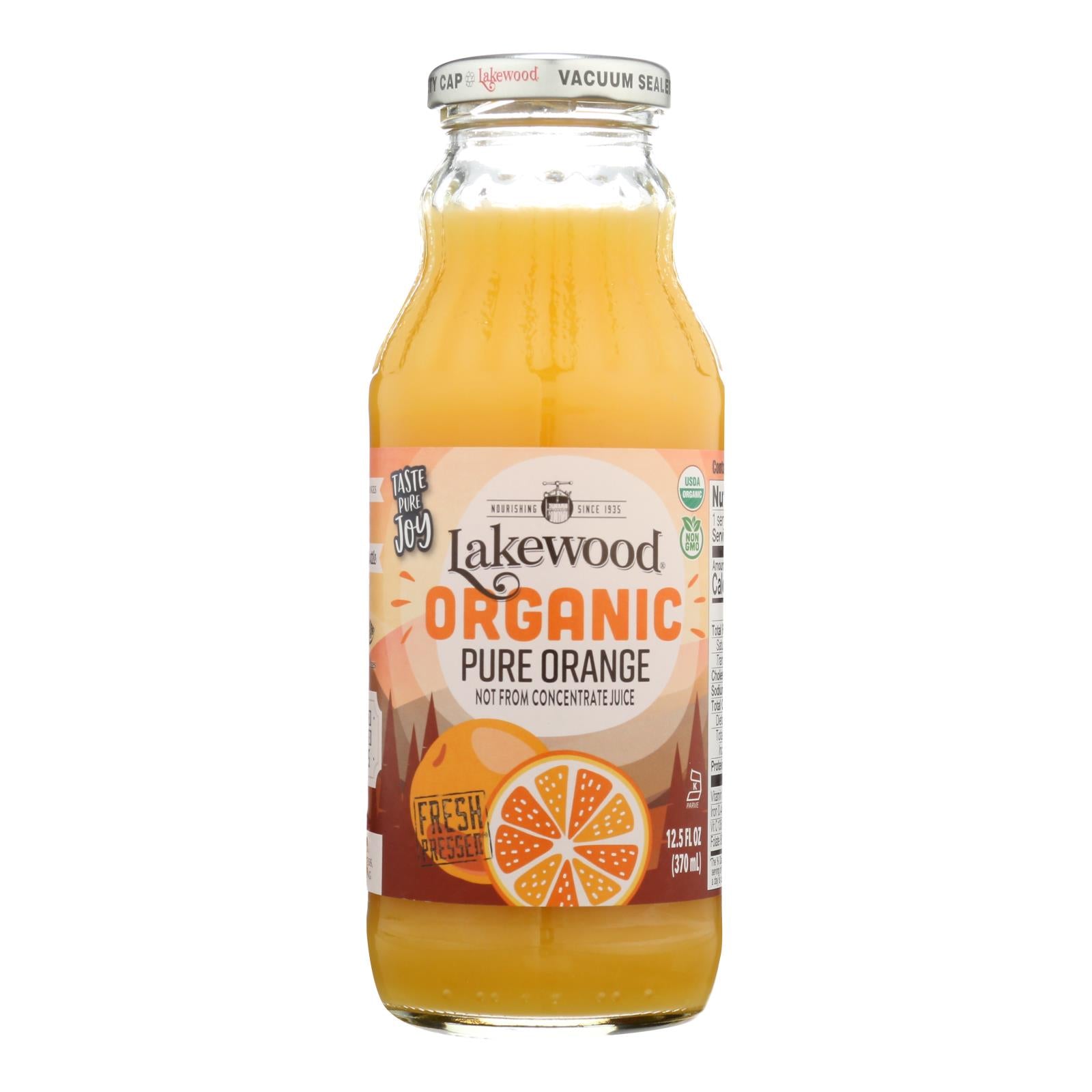 Lakewood, Organic Pure Orange Juice, Case Of 12, 12.5 oz