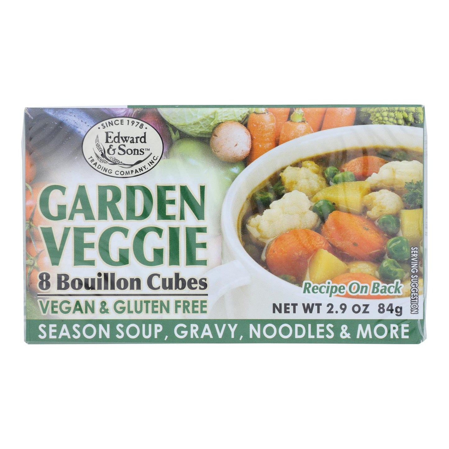 Edwards and Sons Natural Bouillon Cubes - Garden Veggie - 2.9 oz - Case of 12