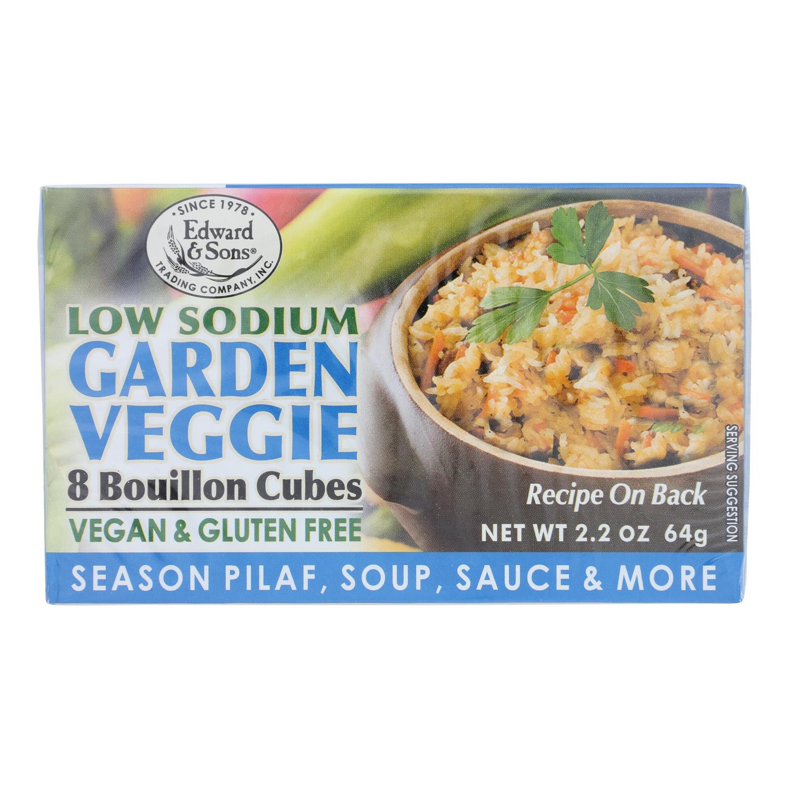 Edwards and Sons Natural Bouillon Cubes - Veggie - Low Sodium - 2.2 oz - Case of 12