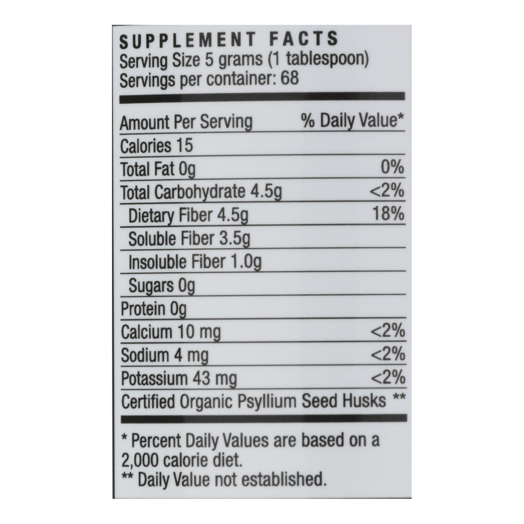 Yerba Prima Organic Psyllium - Whole Husks Supplement - 12 oz.