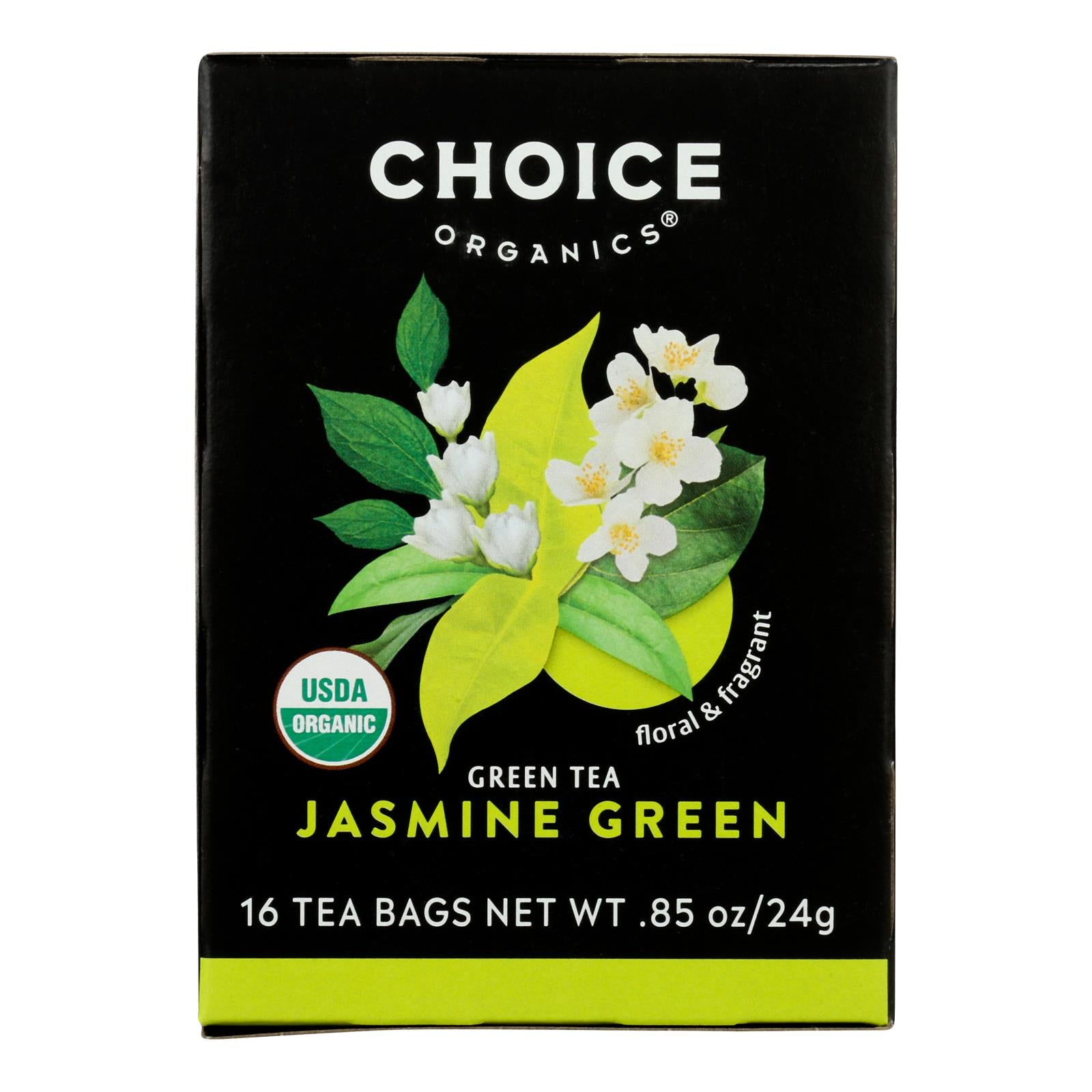 Choice Organic Teas Jasmine Green Tea - 16 Tea Bags - Case of 6