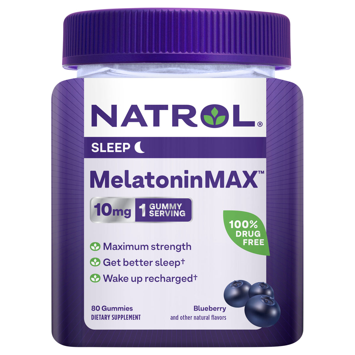 Natrol - Melatonin Max Blubry Gumy - EA of 1-80 CT