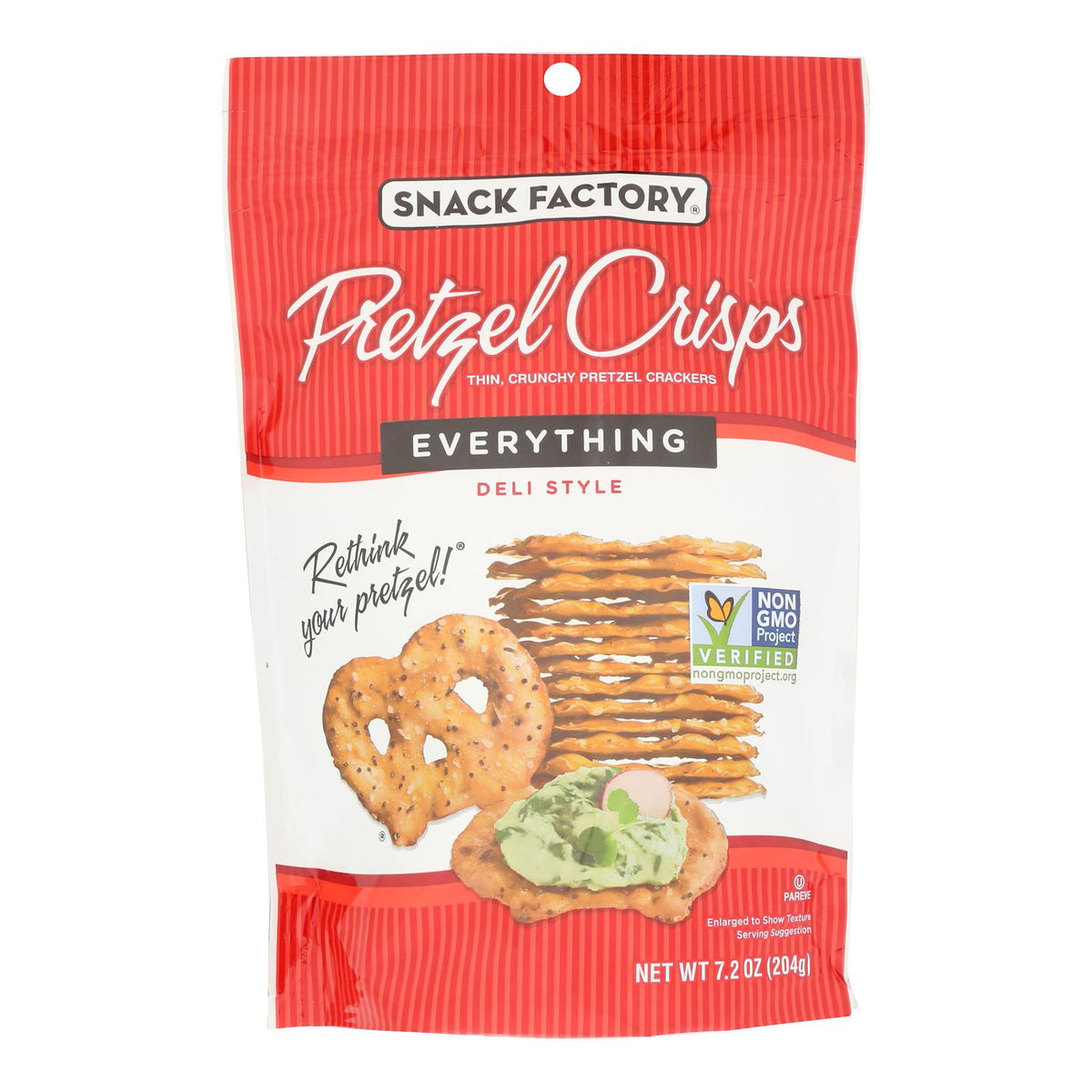 Pretzel Crisp Pretzel Crisps - Everything - Case of 12 - 7.2 oz.