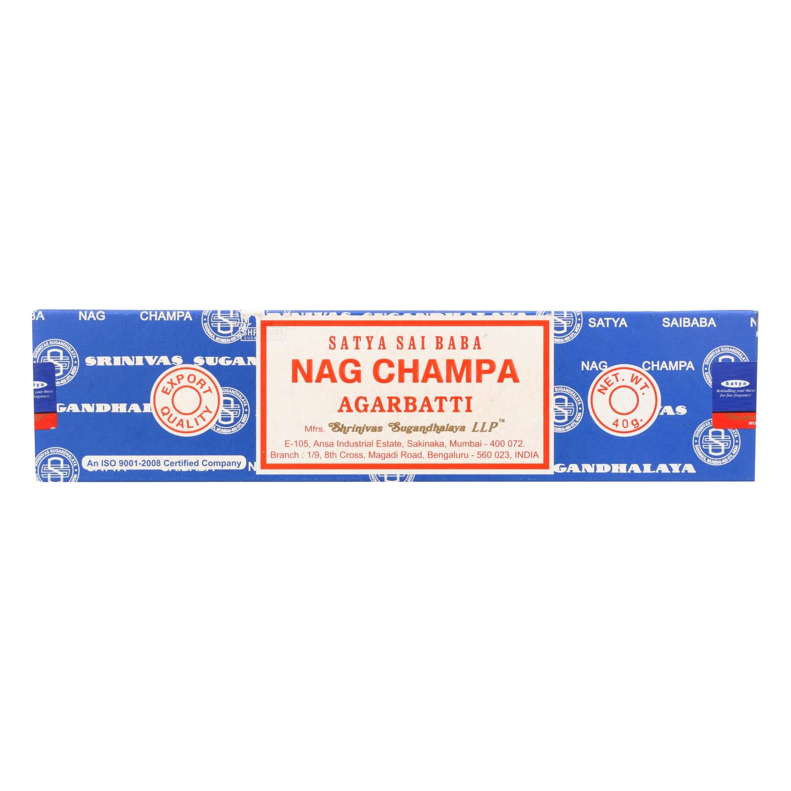 Sai Baba Nag Champa Agarbatti Incense - 40 g - Case of 12