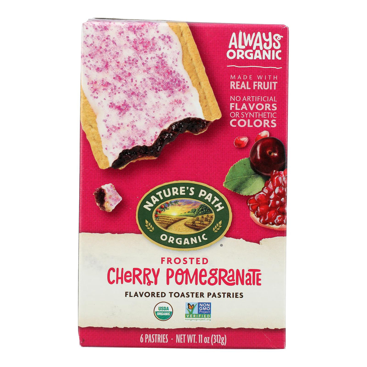 Nature's Path Organic Frosted Toaster Pastries - Cherry Pomegranate - Case of 12 - 11 oz.