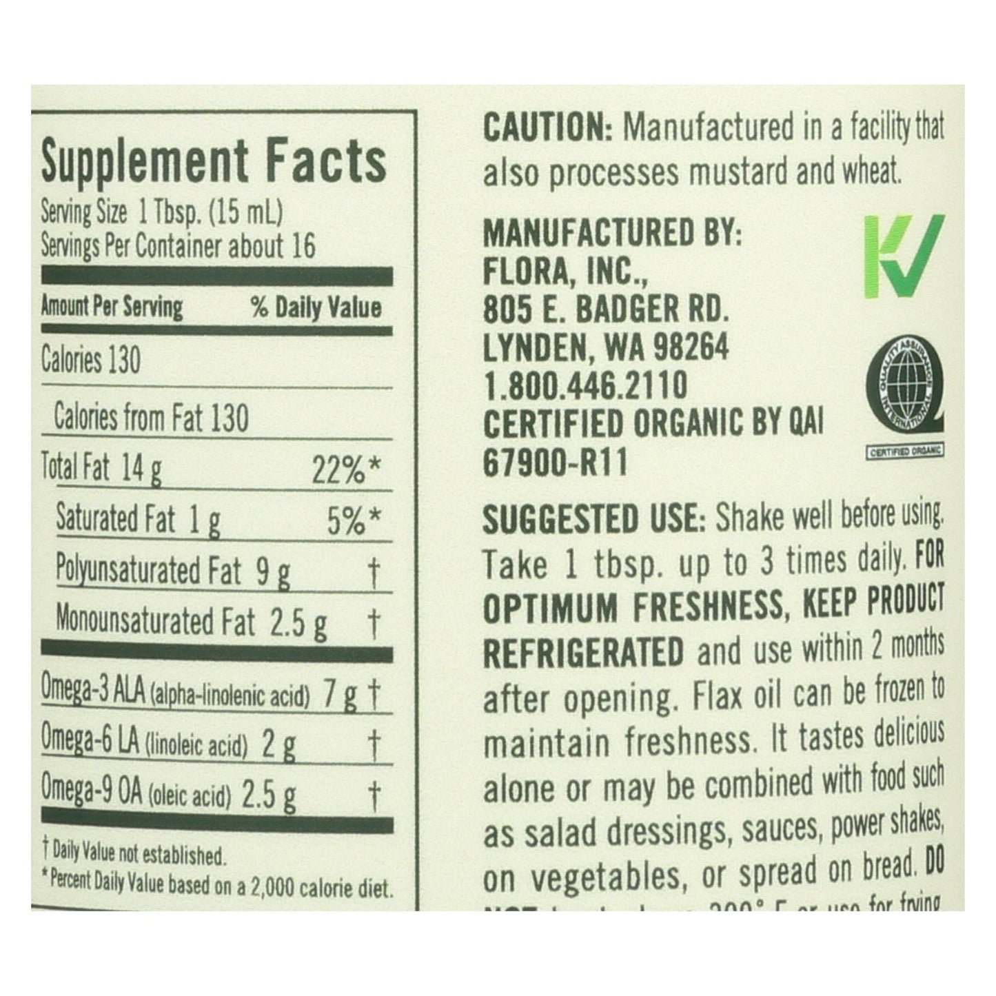Flora - Flax Oil - 1 Each -8.5 FZ