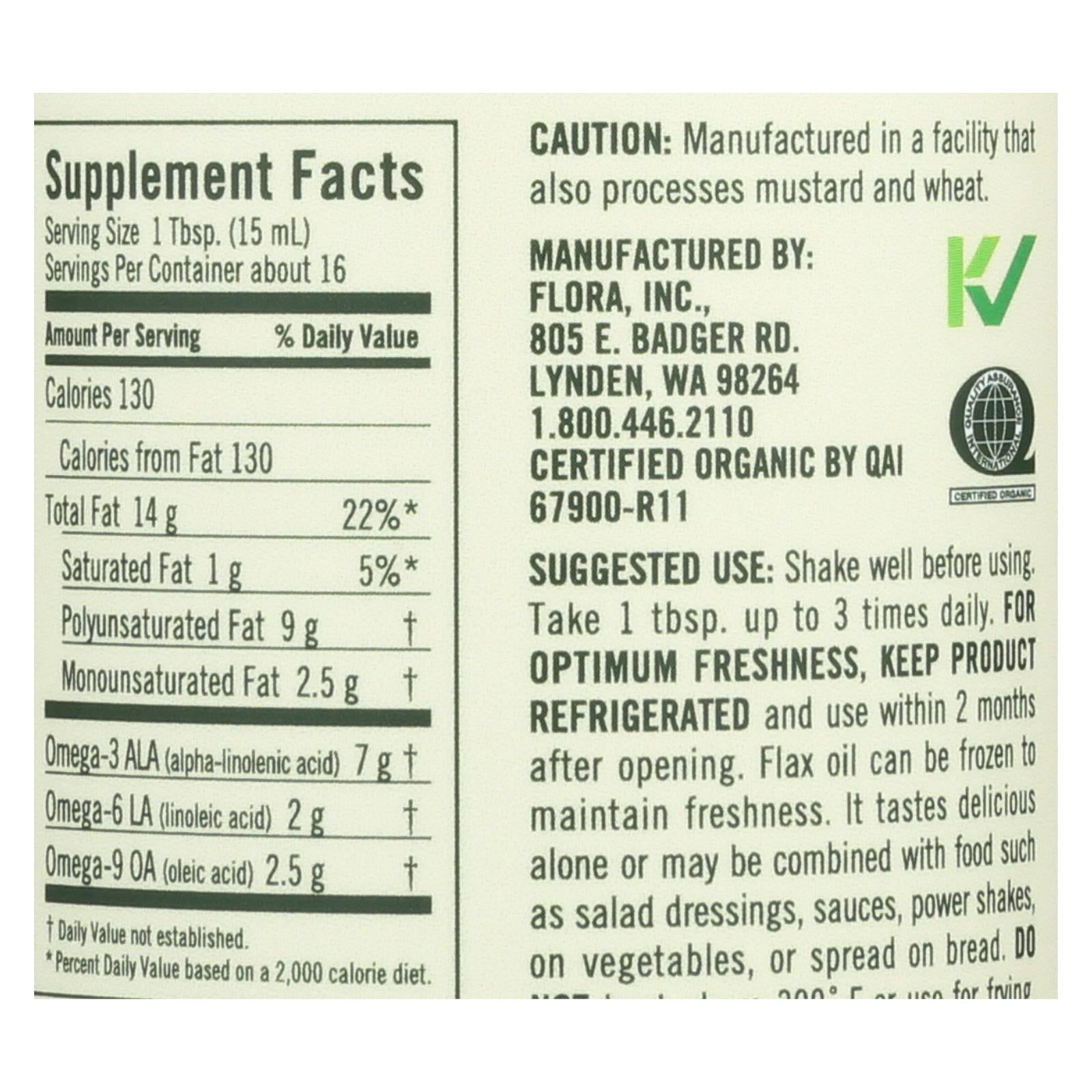 Flora - Flax Oil - 1 Each -8.5 FZ