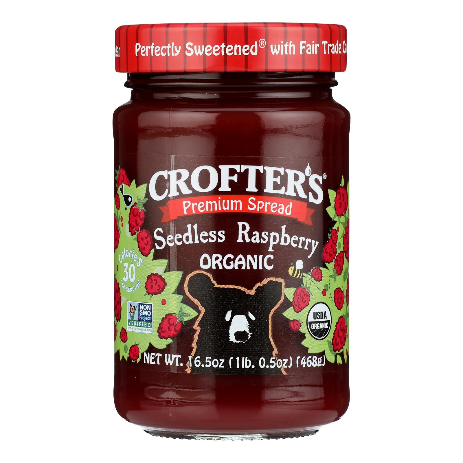 Crofters Fruit Spread - Organic - Premium - Raspberry - 16.5 oz - case of 6