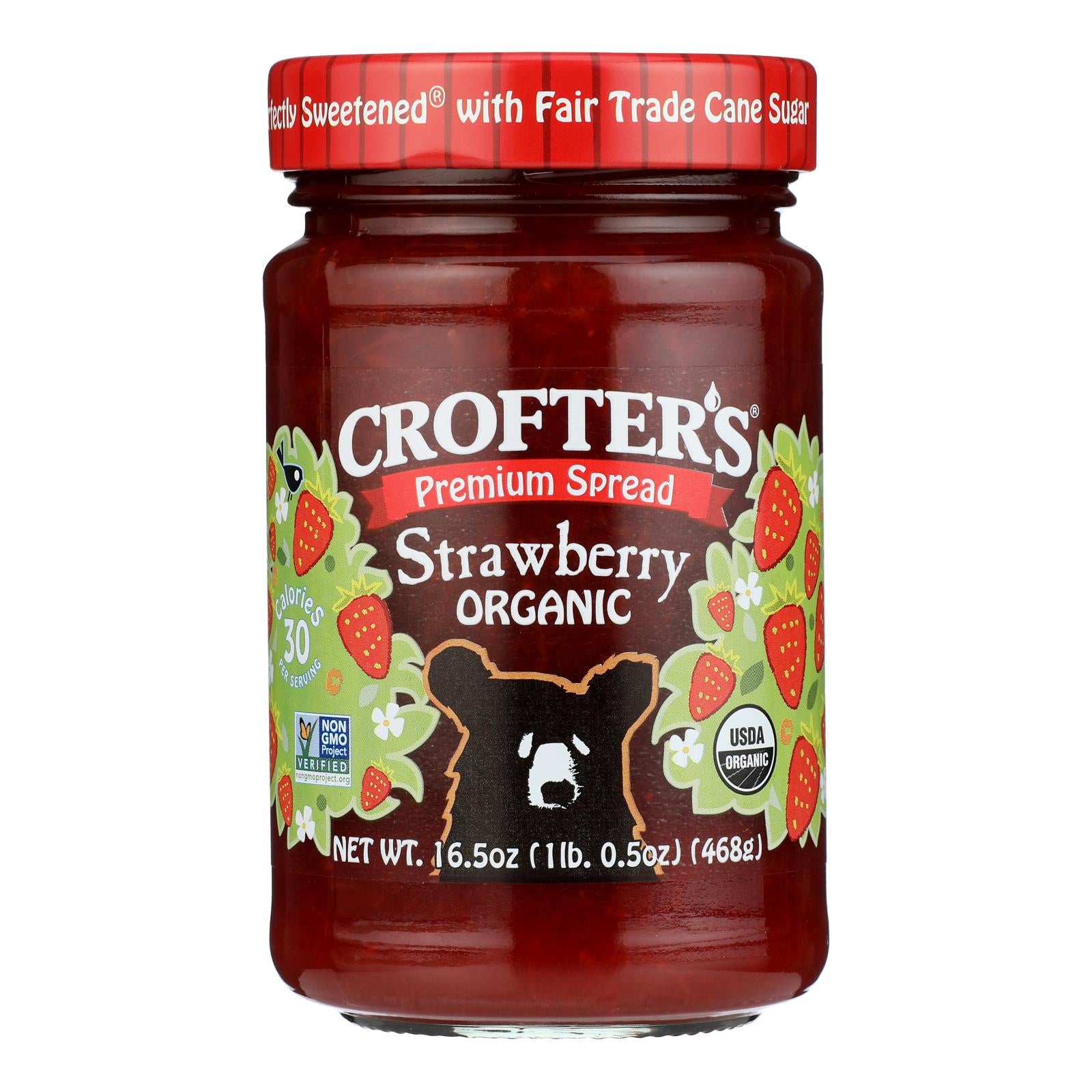 Crofters Fruit Spread - Organic - Premium - Strawberry - 16.5 oz - case of 6