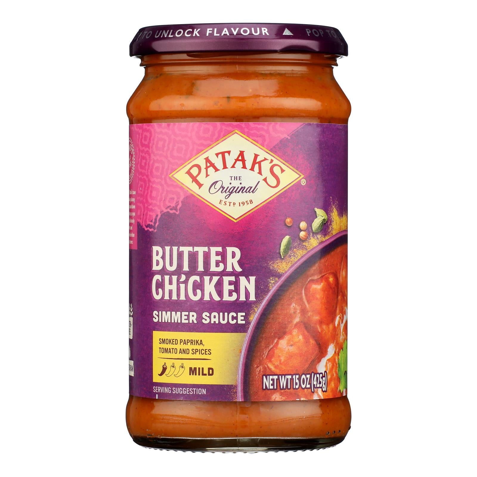 Pataks Simmer Sauce - Butter Chicken Curry - Mild - 15 oz - case of 6