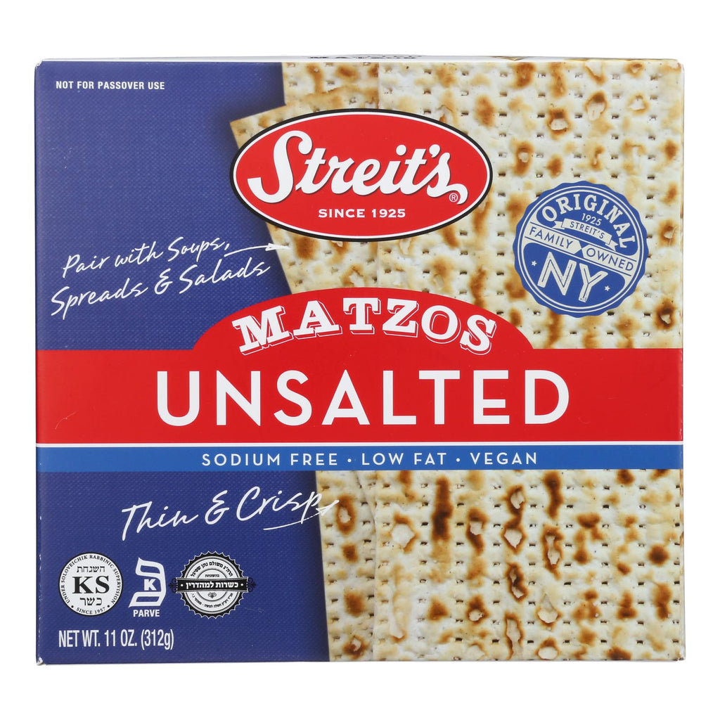 Streit's Matzo - Unsalted - Case of 12 - 11 oz