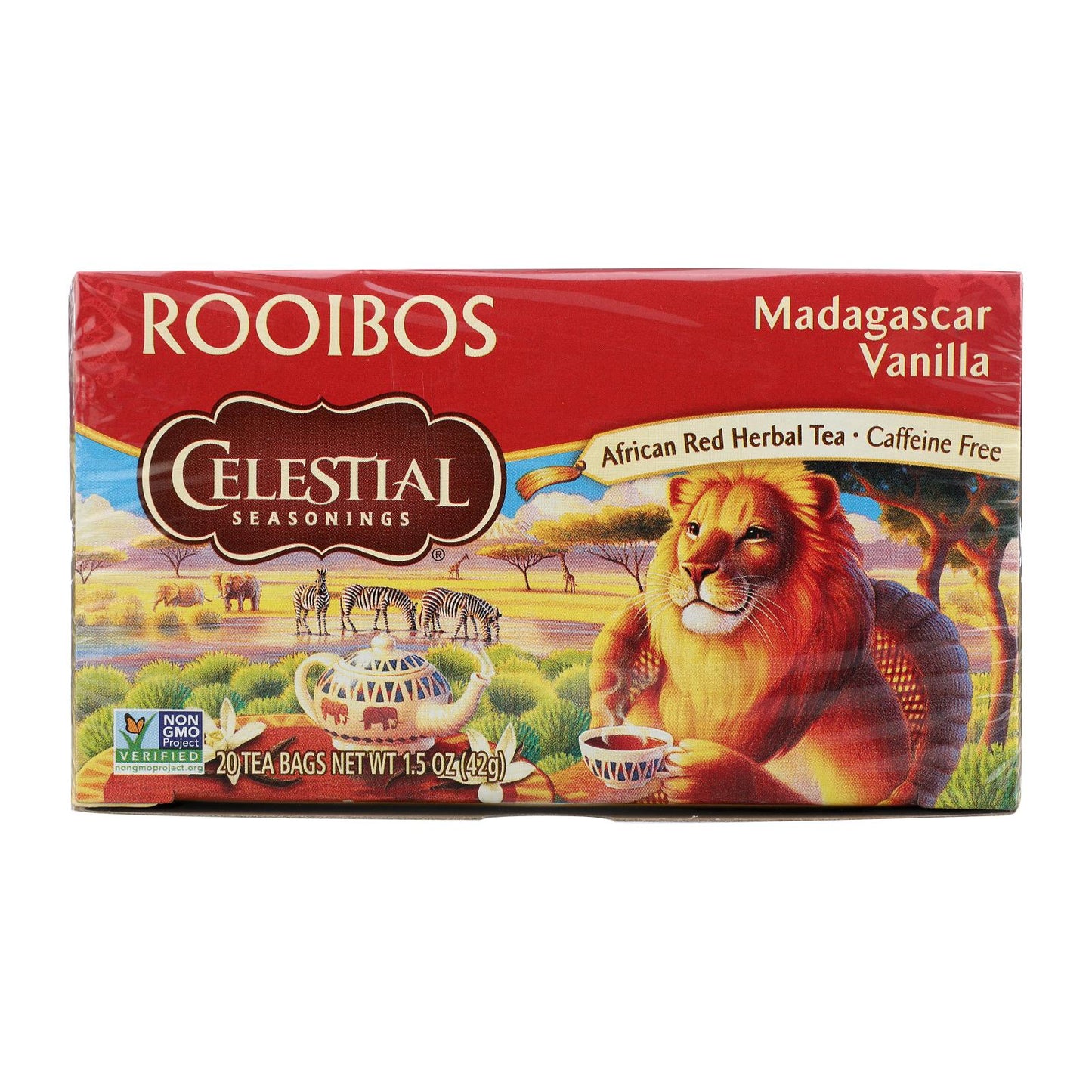 Celestial Seasonings Red Tea Caffeine Free Madagascar Vanilla - 20 Tea Bags - Case of 6