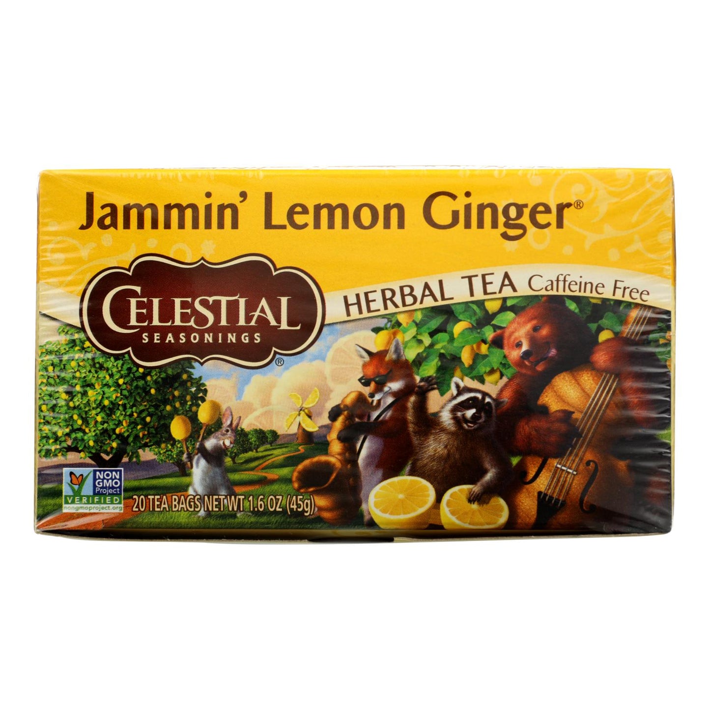 Celestial Seasonings Herbal Tea - Jammin' Lemon Ginger - Caffeine Free - Case of 6 - 20 Bags