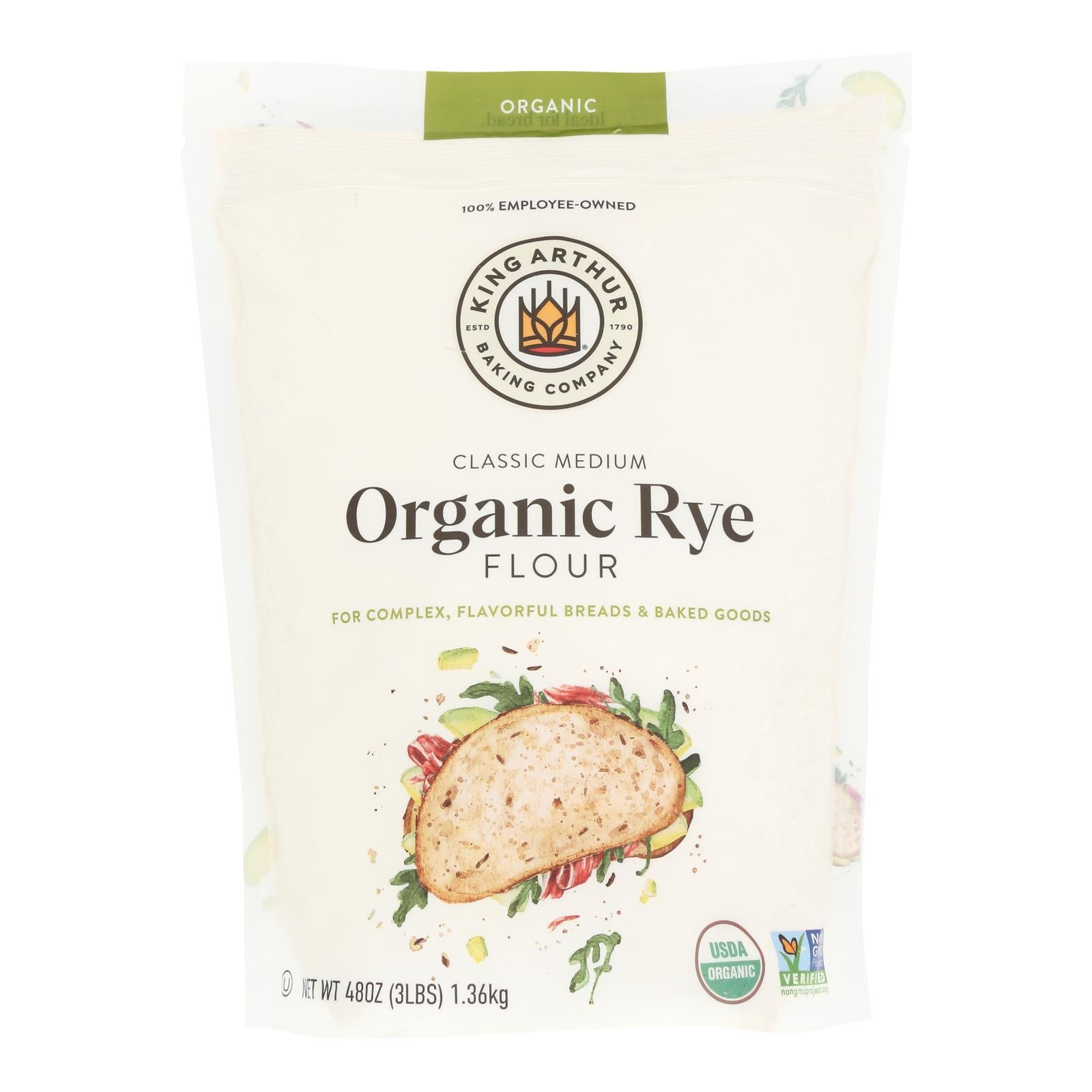 King Arthur Baking Company - Flour Organic Rye - Case of 4-48 OZ