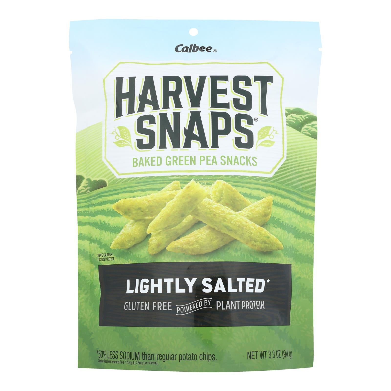 Harvest Snaps, Lightly Salted Original Green Pea Snack Crisps, Case Of 12, 3.3 oz
