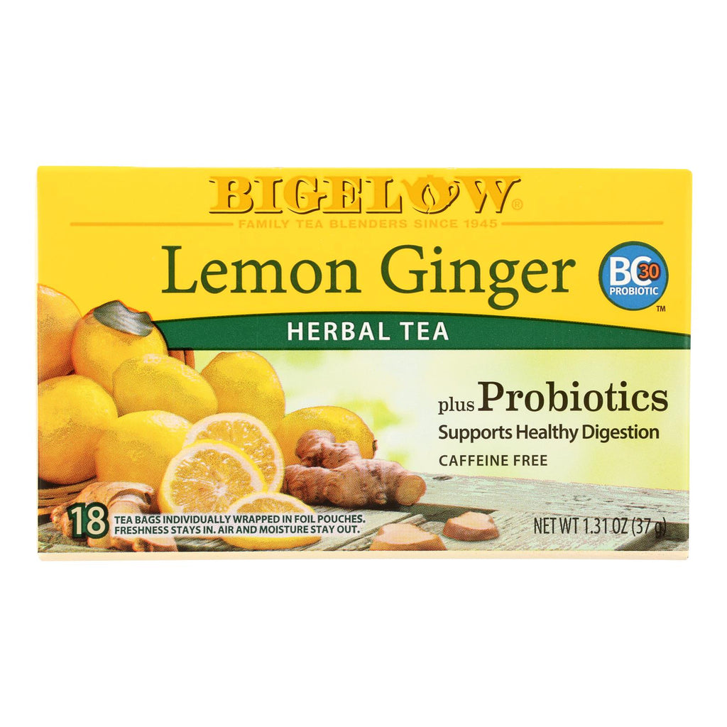 Bigelow Tea Herbal Tea - Plus Lemon Ginger - Case of 6 - 18 BAG