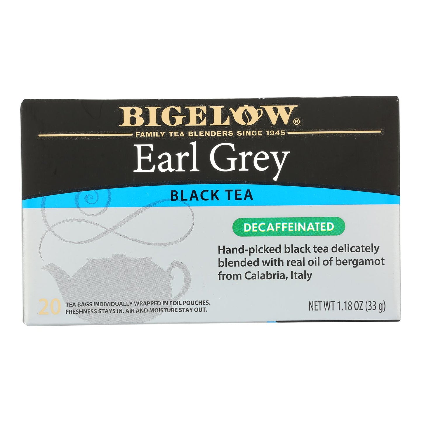 Bigelow Tea Earl Grey Decaffeinated Black Tea - Case of 6 - 20 Bags