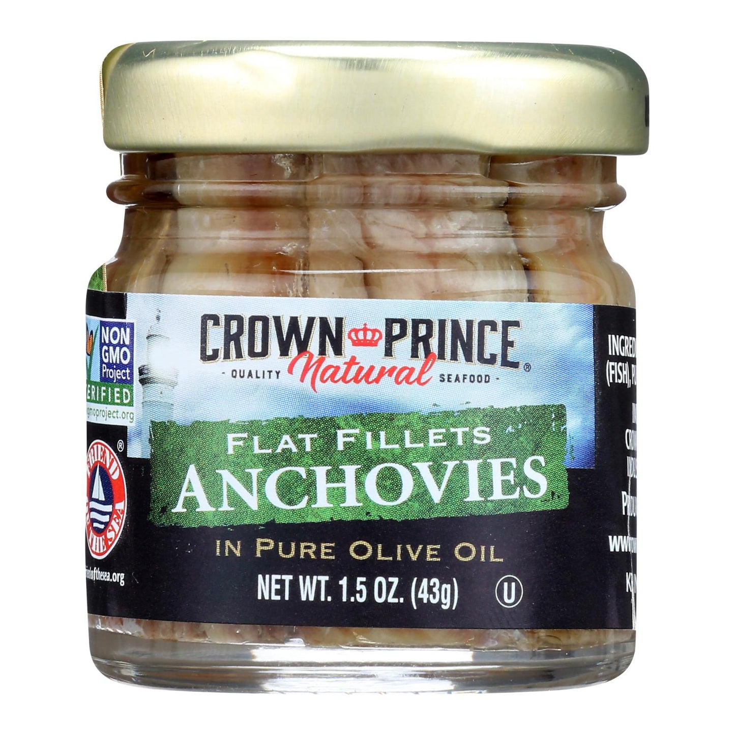 Crown Prince Flat Fillets of Anchovies In Pure Olive Oil - Case of 18 - 1.5 oz.
