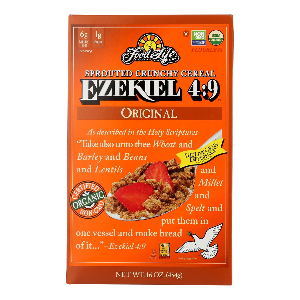 Food For Life Baking Co. Cereal - Organic - Ezekiel 4-9 - Sprouted Whole Grain - Original - 16 oz - case of 6