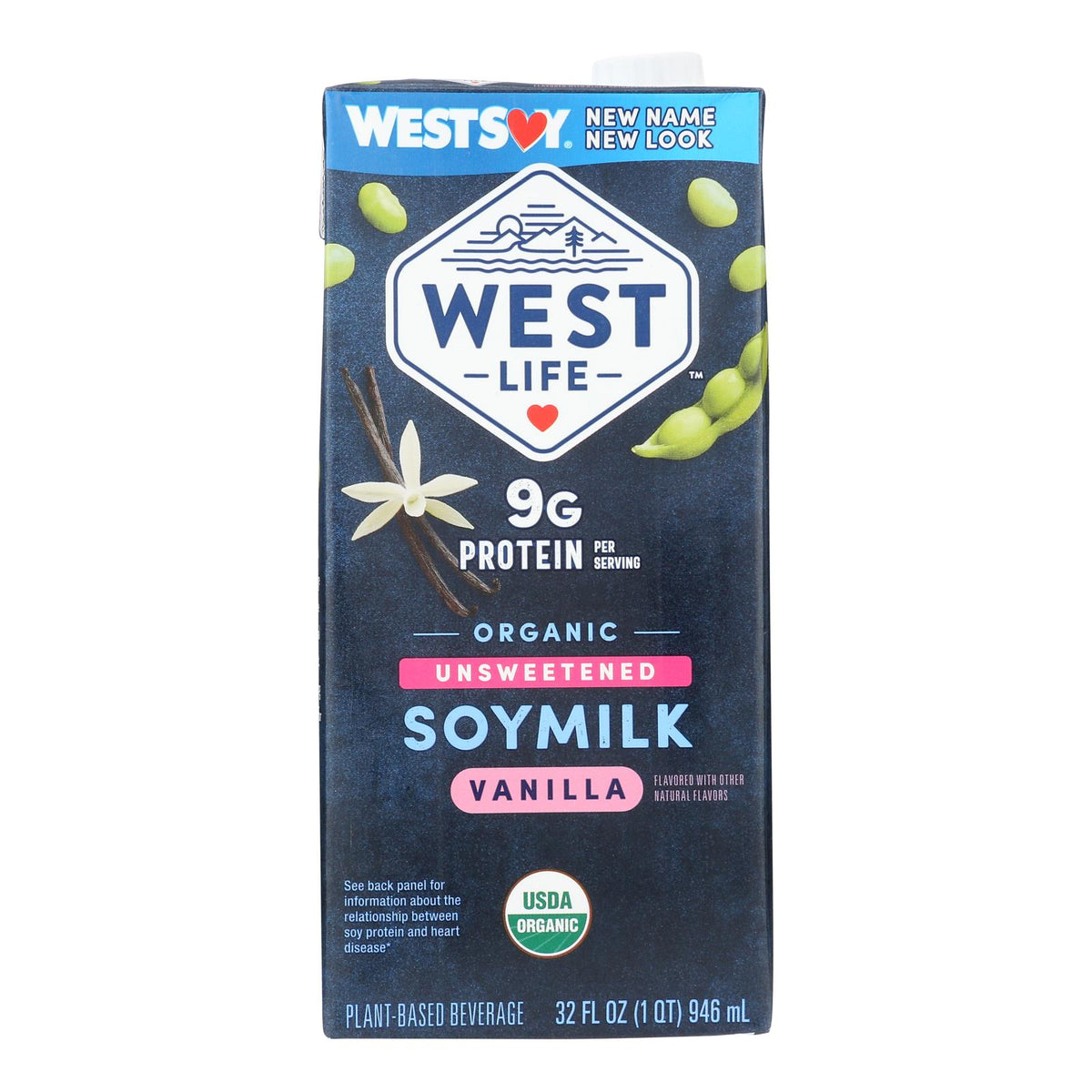 Westsoy Organic Vanilla - Unsweetened - Case of 12 - 32 Fl oz.