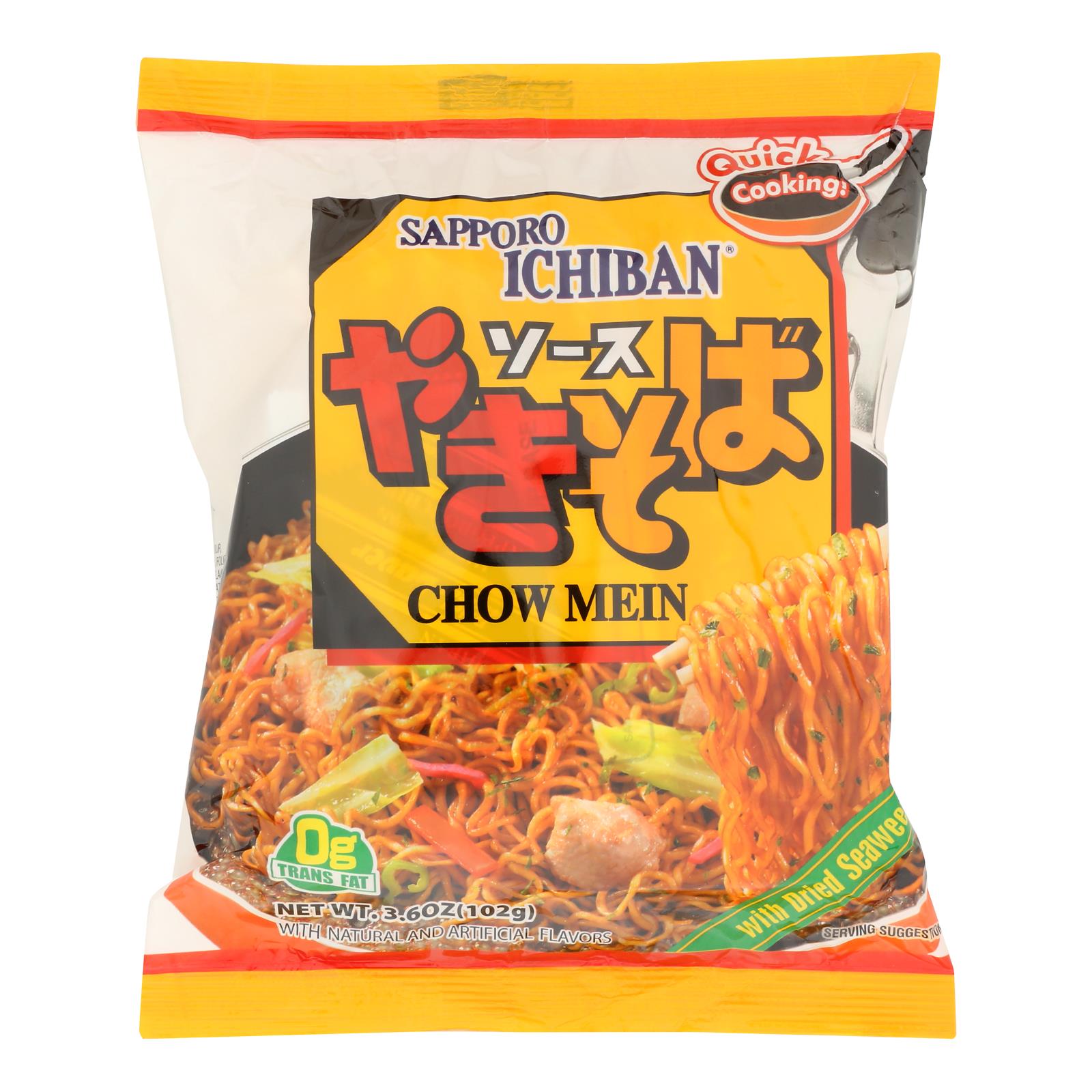 Sapporo Chow Mein With Dried Seaweed Laver - Case of 24 - 3.6 OZ