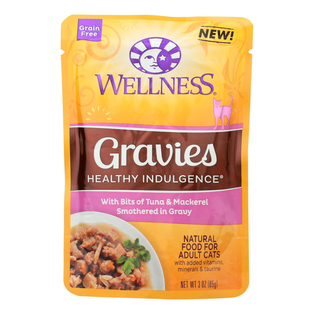 Wellness Pet Products Cat Food - Gravies with Bits of Tuna and Mackerel Smothered In Gravy - Case of 24 - 3 oz.