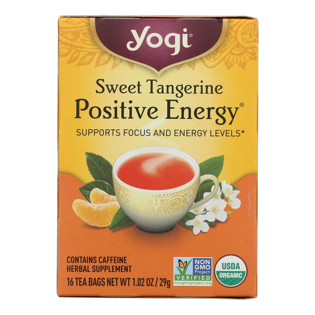 Yogi Positive Energy Herbal Tea Sweet Tangerine - 16 Tea Bags - Case of 6