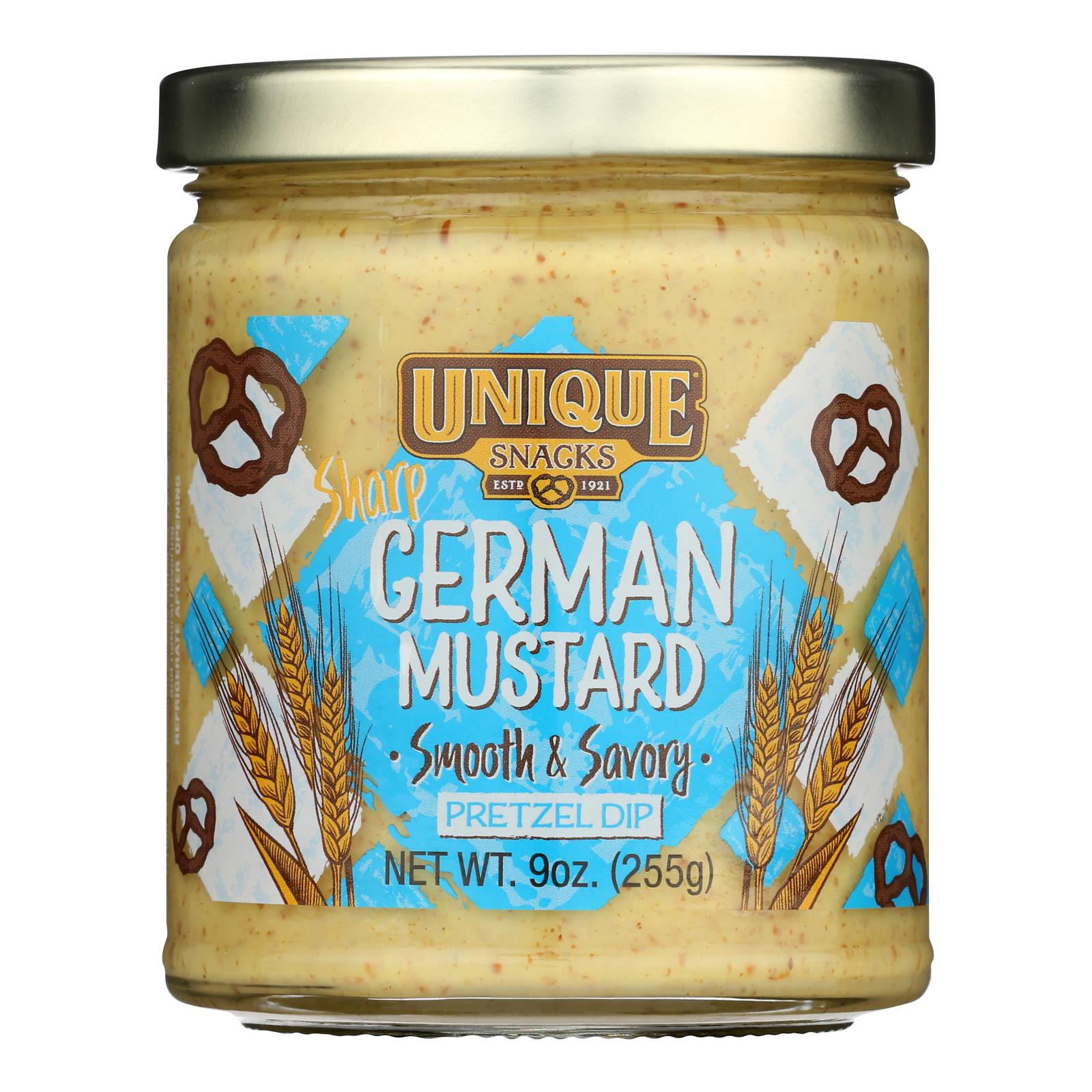 Unique Pretzels - Pretzel Dip Shrp Grmn Mst - Case of 12 - 9 OZ