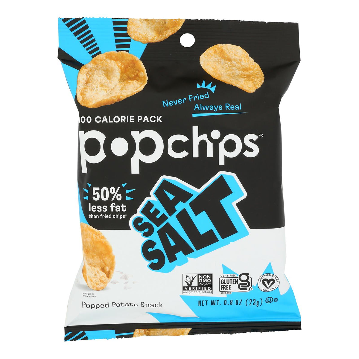 Popchips Potato Chip - Sea Salt - Case of 24 - 0.8 oz.