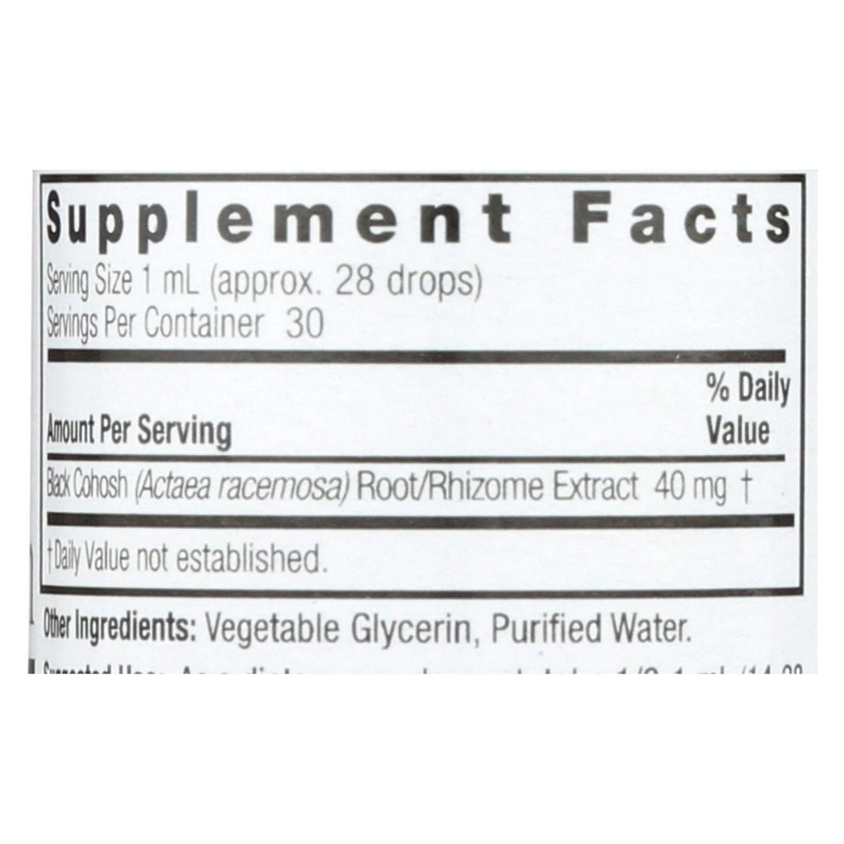 Nature's Answer - Black Cohosh Root Alcohol Free - 1 fl oz