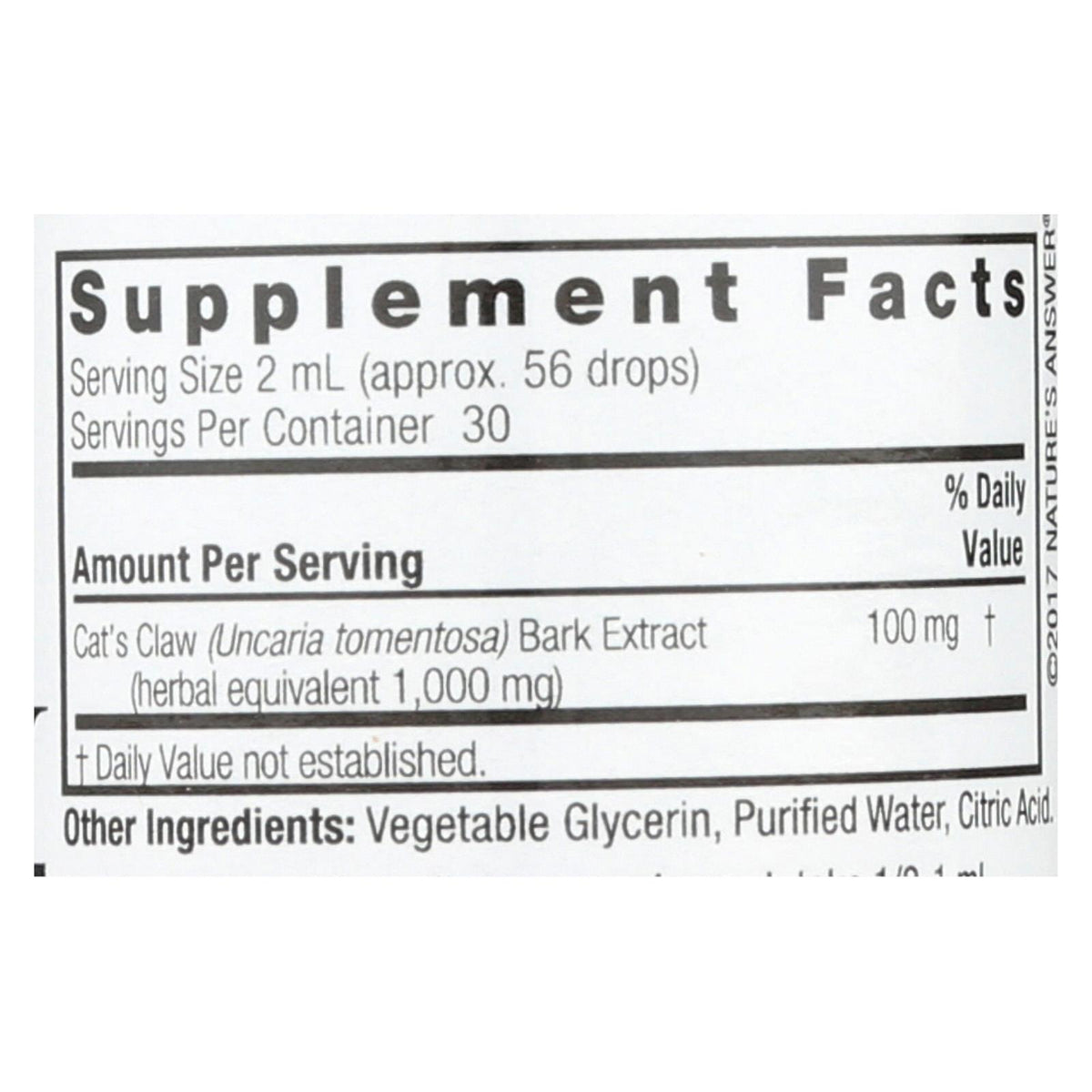 Nature's Answer - Cat's Claw Inner Bark Alcohol Free - 2 fl oz