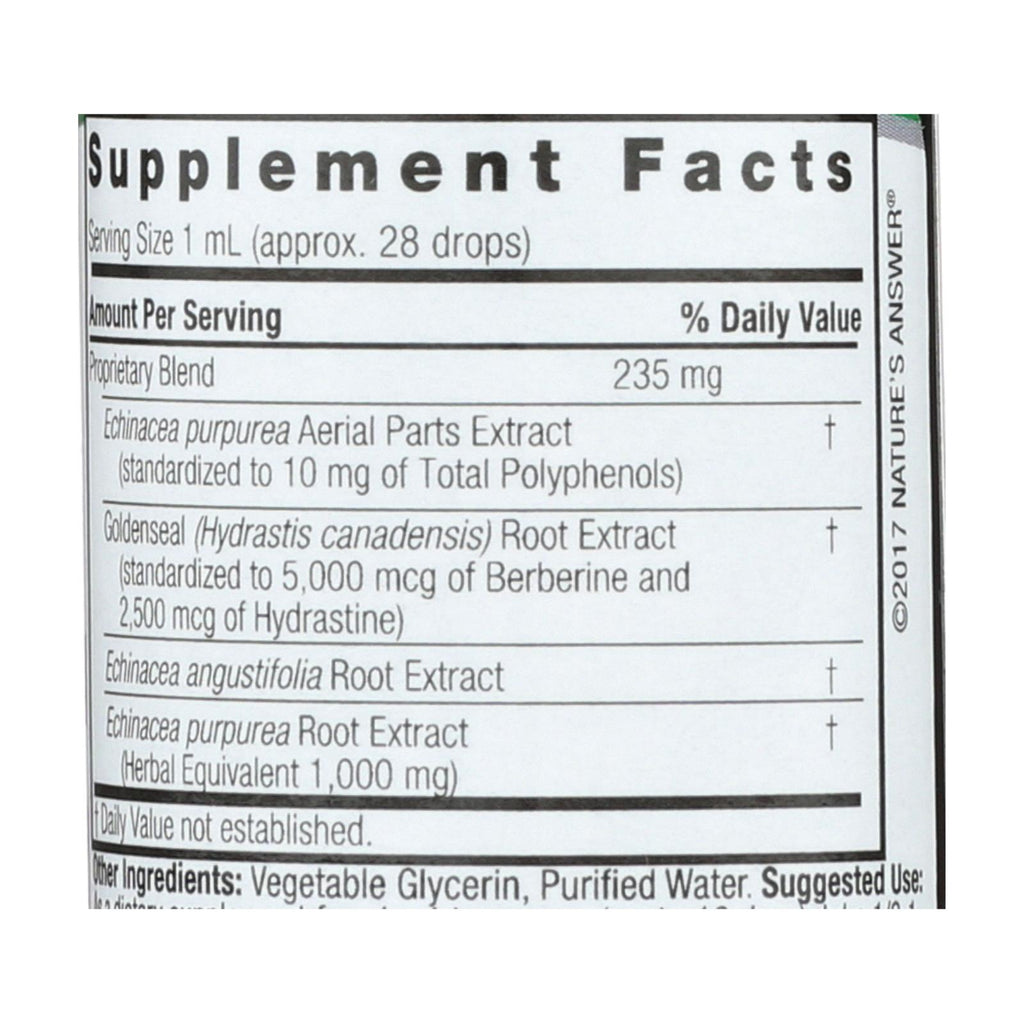 Nature's Answer - Echinacea-Goldenseal - Alcohol Free - 1 oz