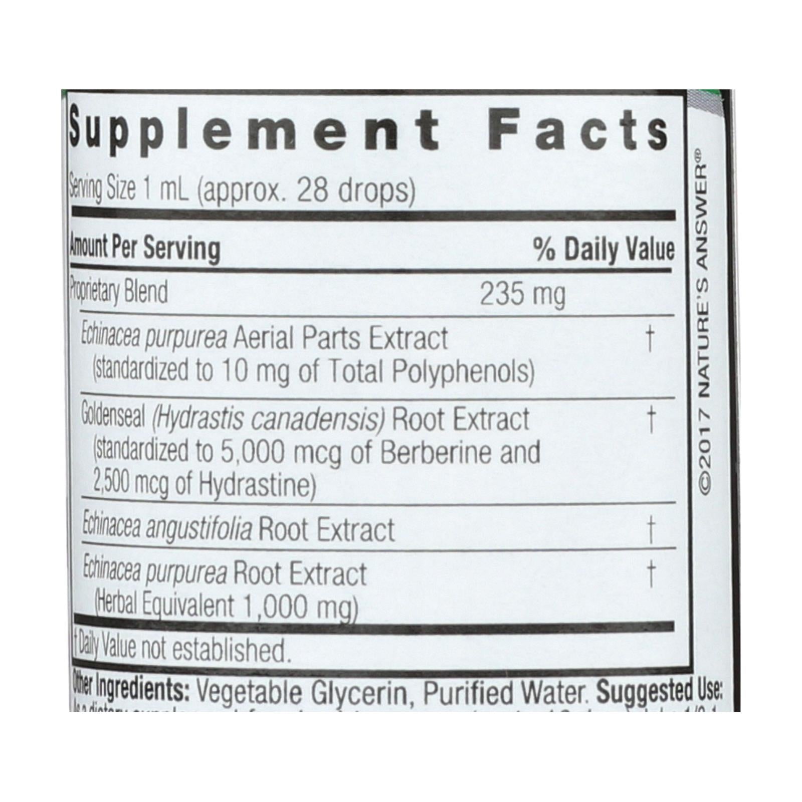 Nature's Answer - Echinacea-Goldenseal - Alcohol Free - 1 oz