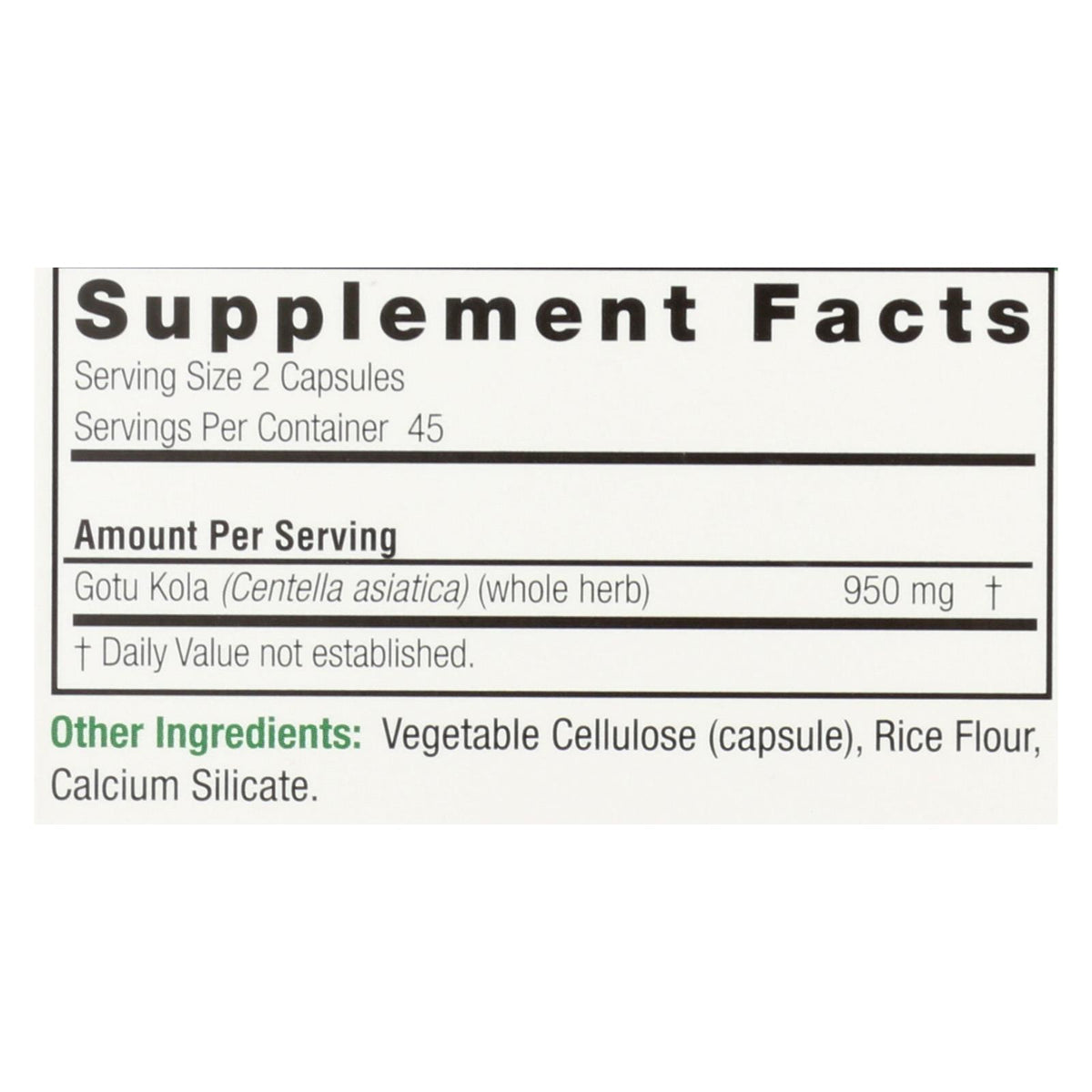 Nature's Answer Gotu-Kola Herb - 950 mg - 90 caps