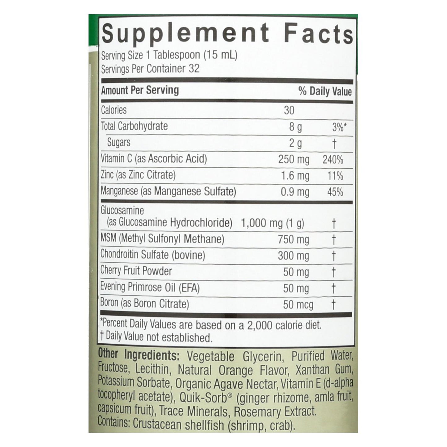 Nature's Answer - Liquid Glucosamine and Chondroitin with MSM Natural Orange - 16 fl oz