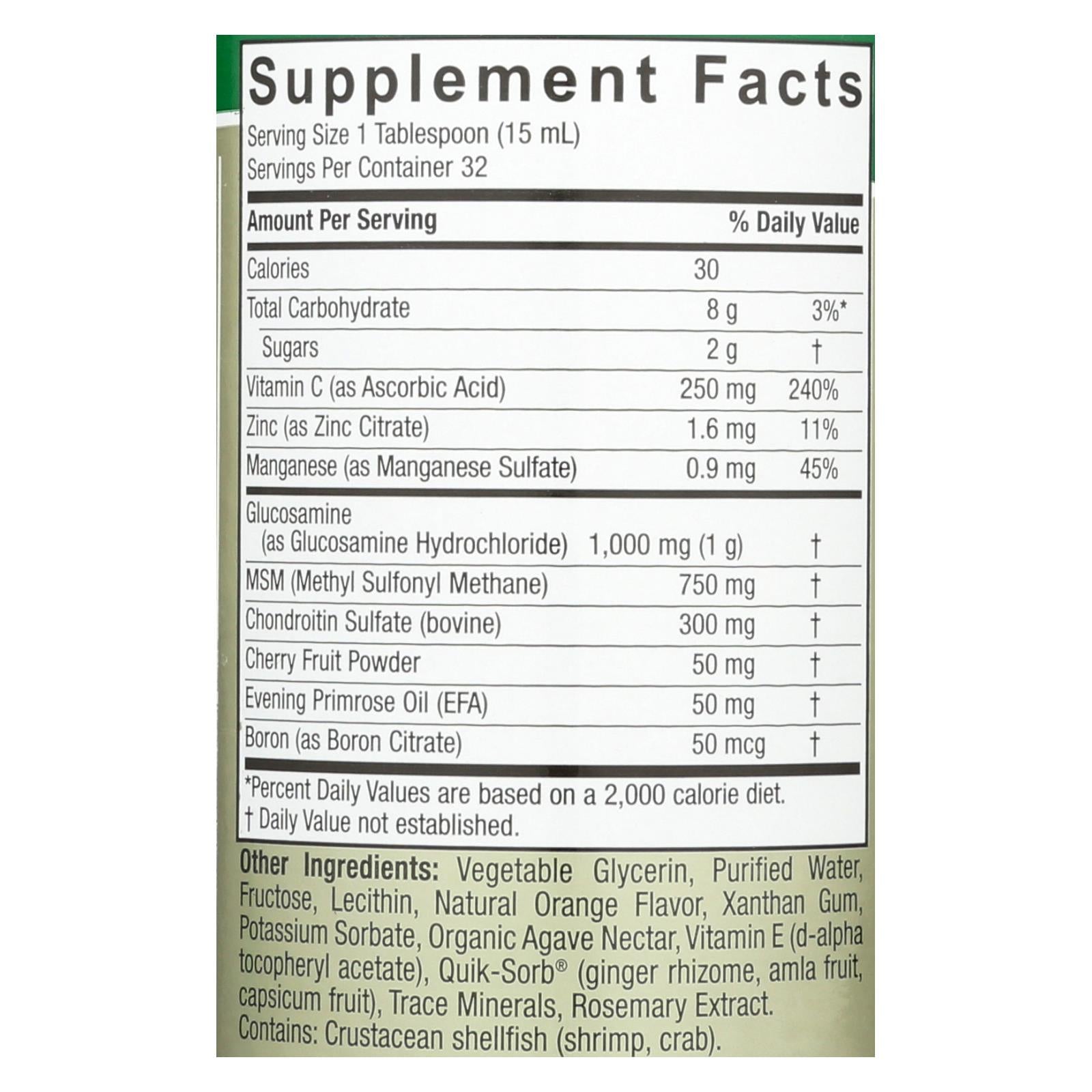 Nature's Answer - Liquid Glucosamine and Chondroitin with MSM Natural Orange - 16 fl oz