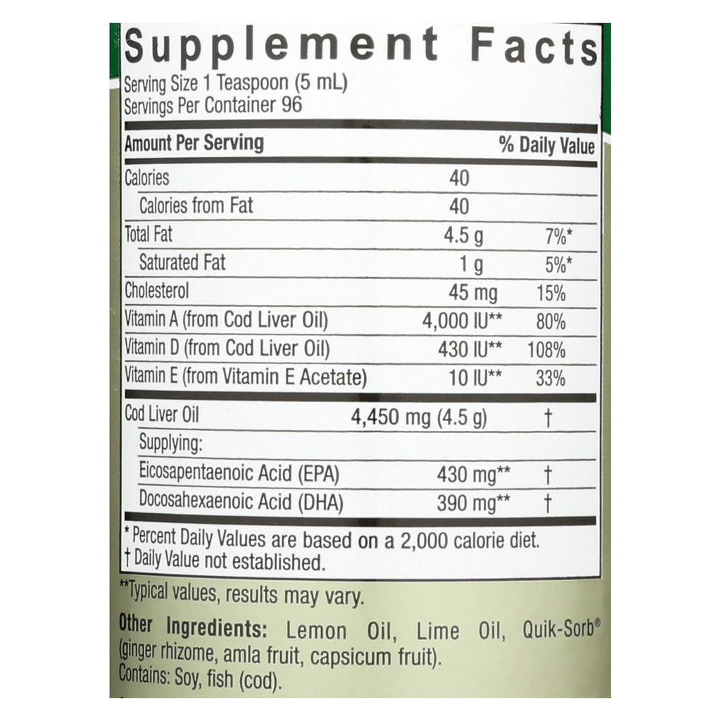 Nature's Answer - Liquid Norwegian Cod Liver Oil - 16 fl oz