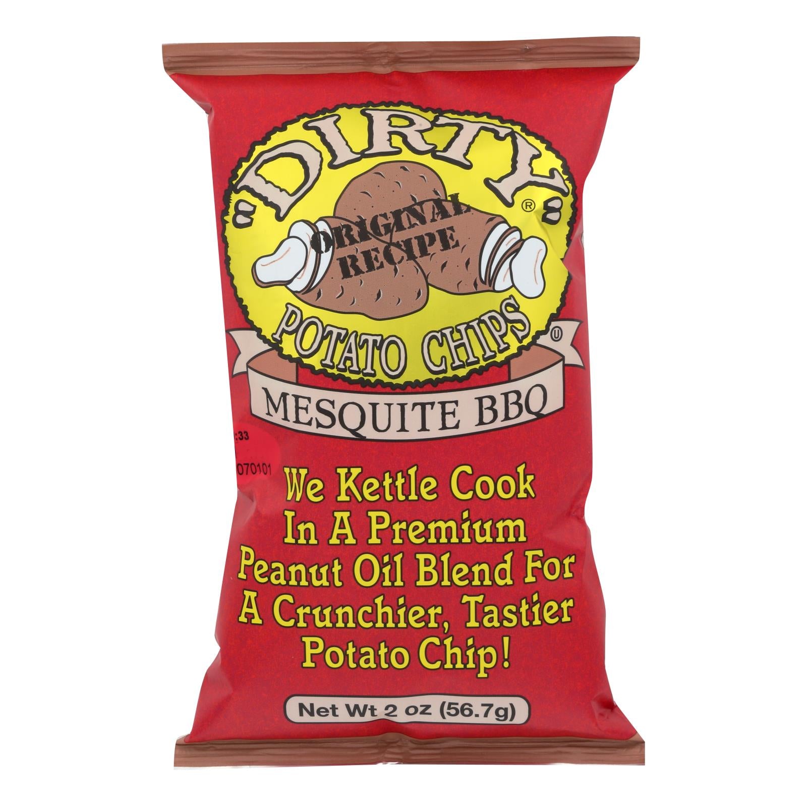 Dirty Chips - Potato Chips - Mesquite BBQ - Case of 25 - 2 oz.