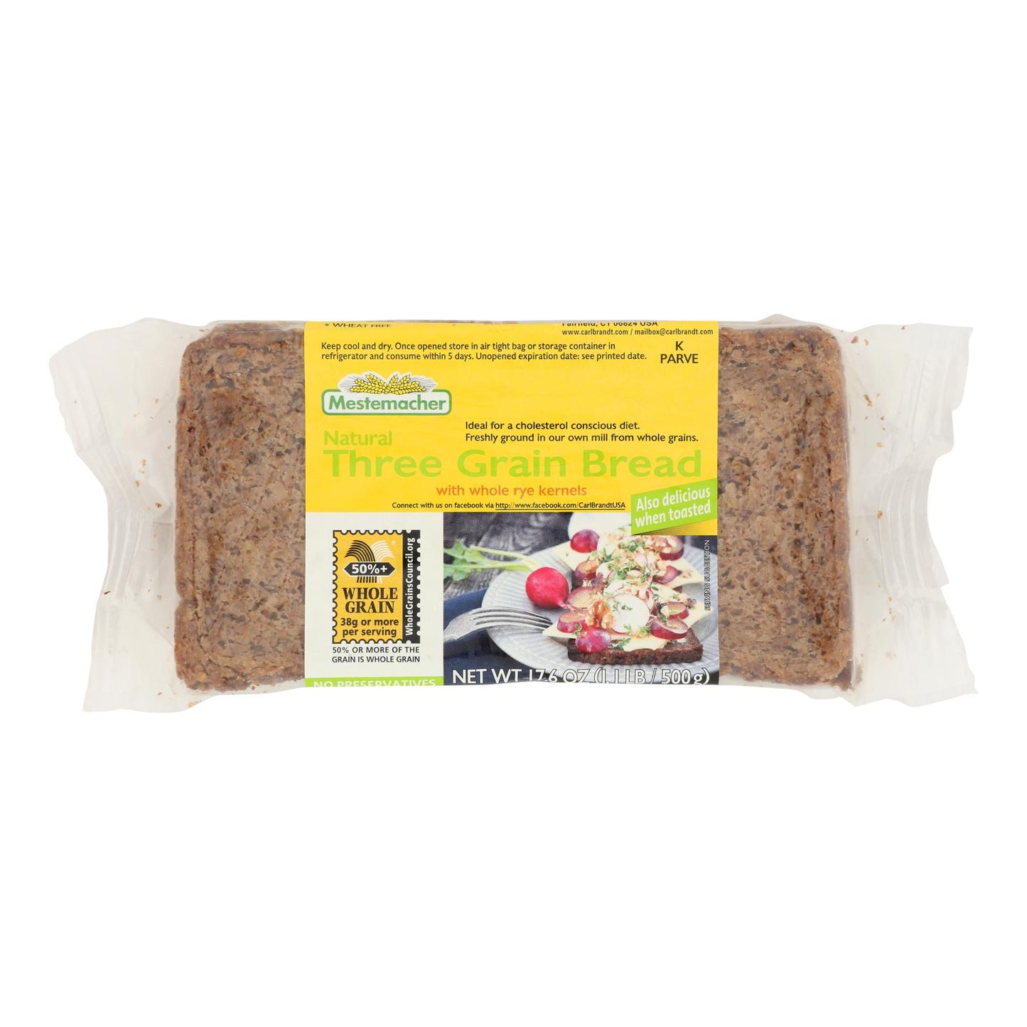 Mestemacher Bread Bread - Three Grain - 17.6 oz - case of 12