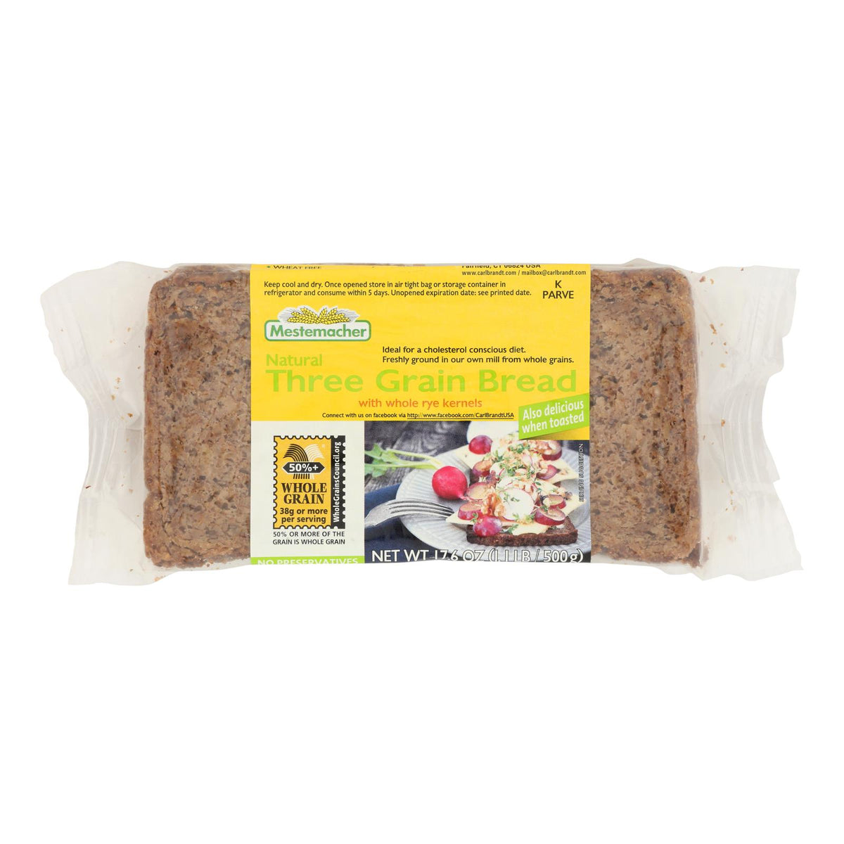 Mestemacher Bread Bread - Three Grain - 17.6 oz - case of 12