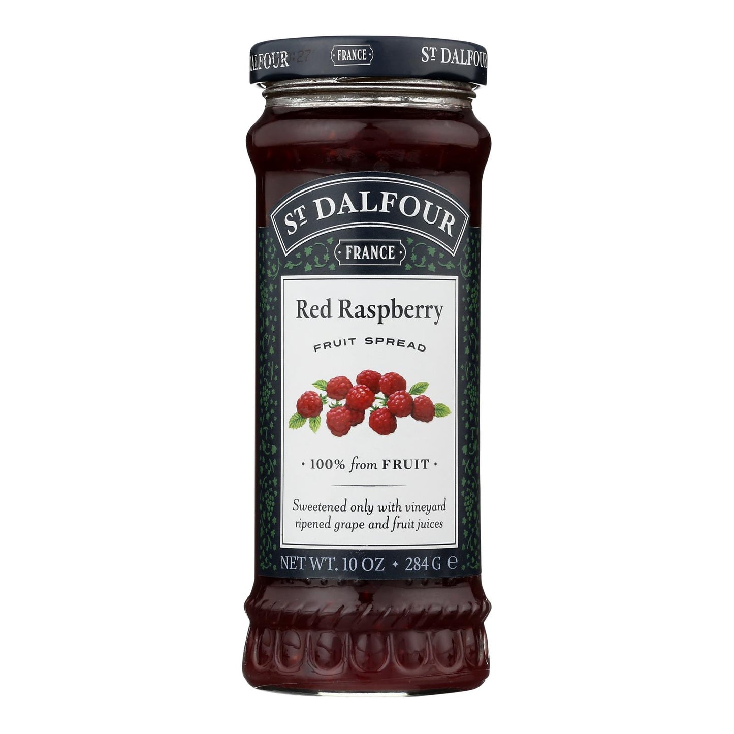 St Dalfour Fruit Spread - Deluxe - 100 Percent Fruit - Red Raspberry - 10 oz - Case of 6