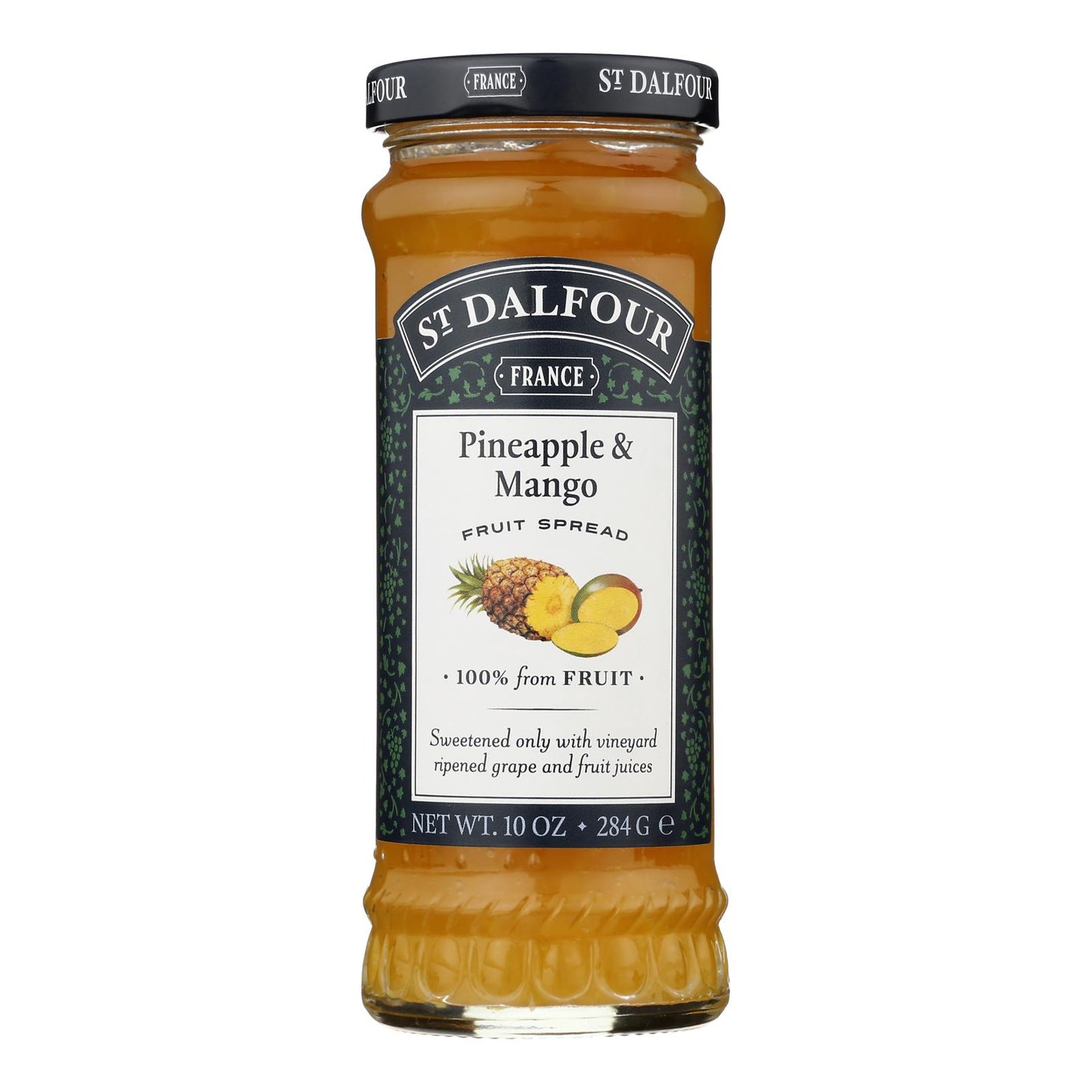 St Dalfour Fruit Spread - Deluxe - 100 Percent Fruit - Pineapple and Mango - 10 oz - Case of 6