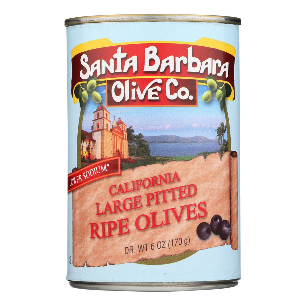 Santa Barbara Pitted Olives - Large Black - Case of 12 - 5.75 oz.