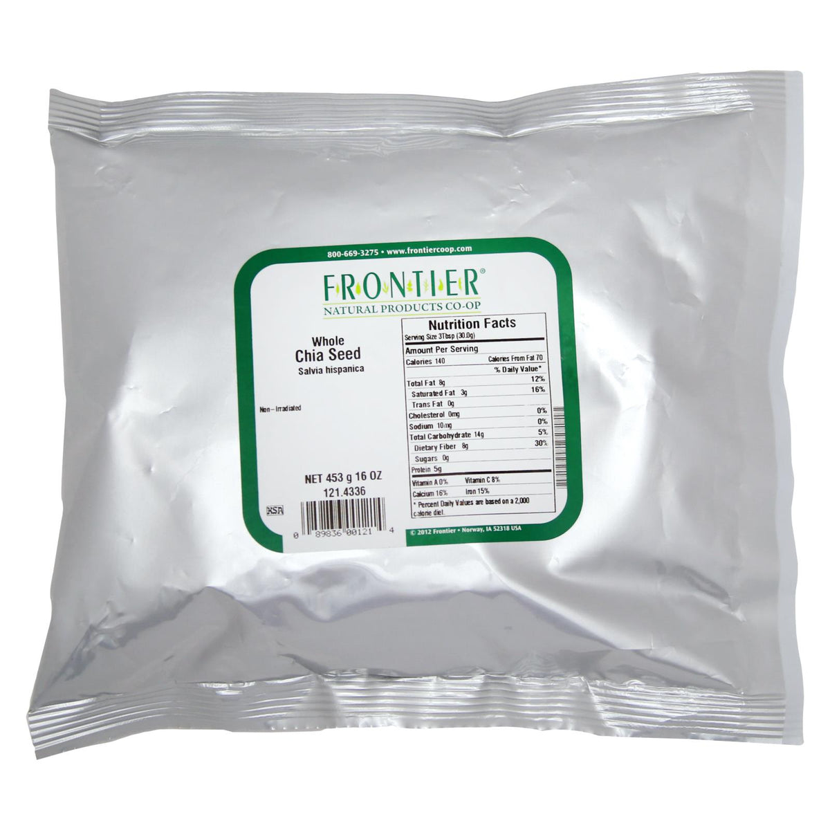 Frontier Herb Chia Seed Whole - Single Bulk Item - 1LB