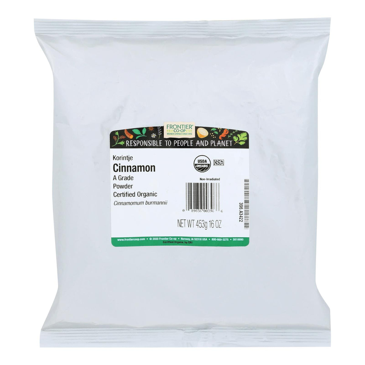 Frontier Herb Cinnamon Organic Ground Korintje A Grade - Single Bulk Item - 1LB