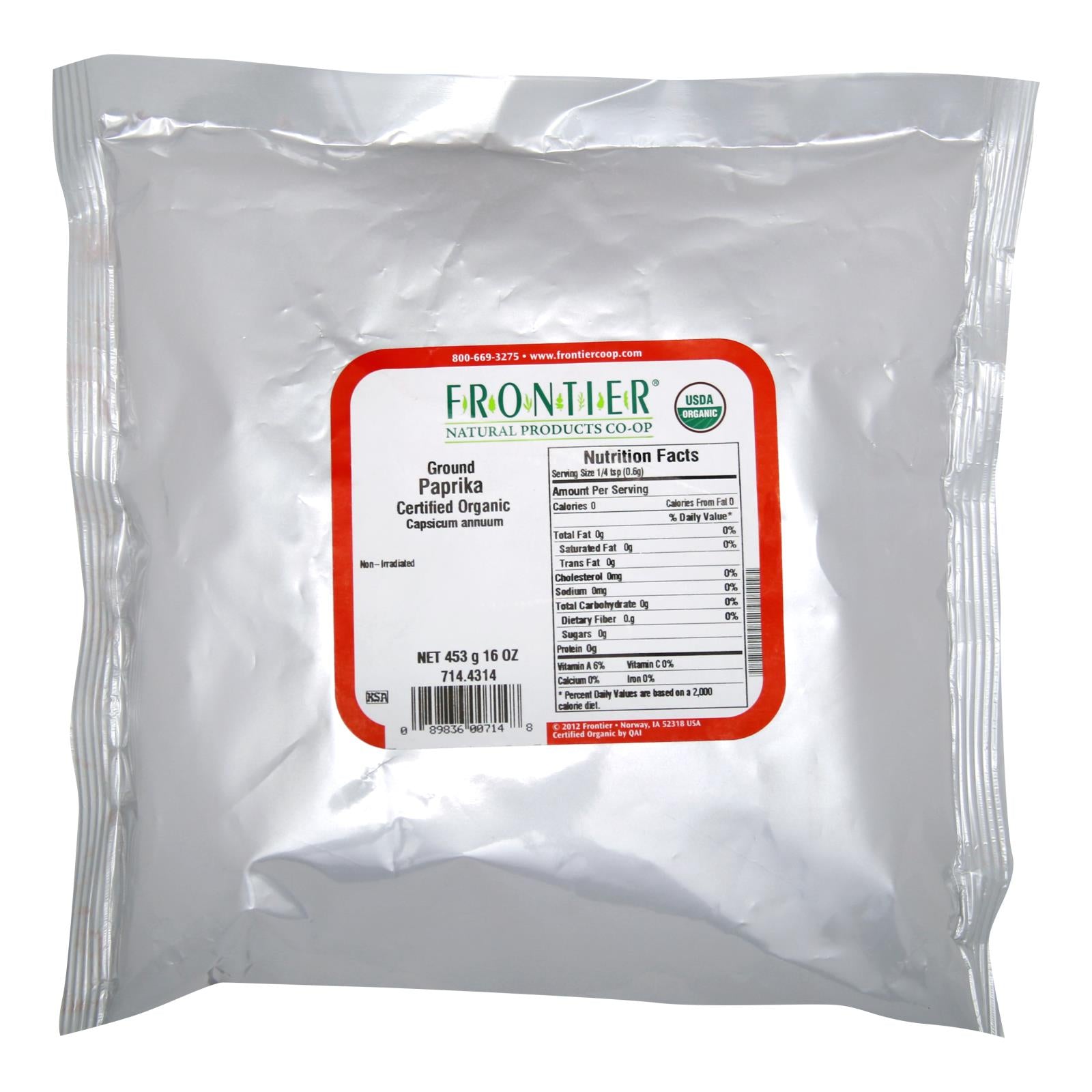 Frontier Herb Paprika Organic Powder Ground - Single Bulk Item - 1LB